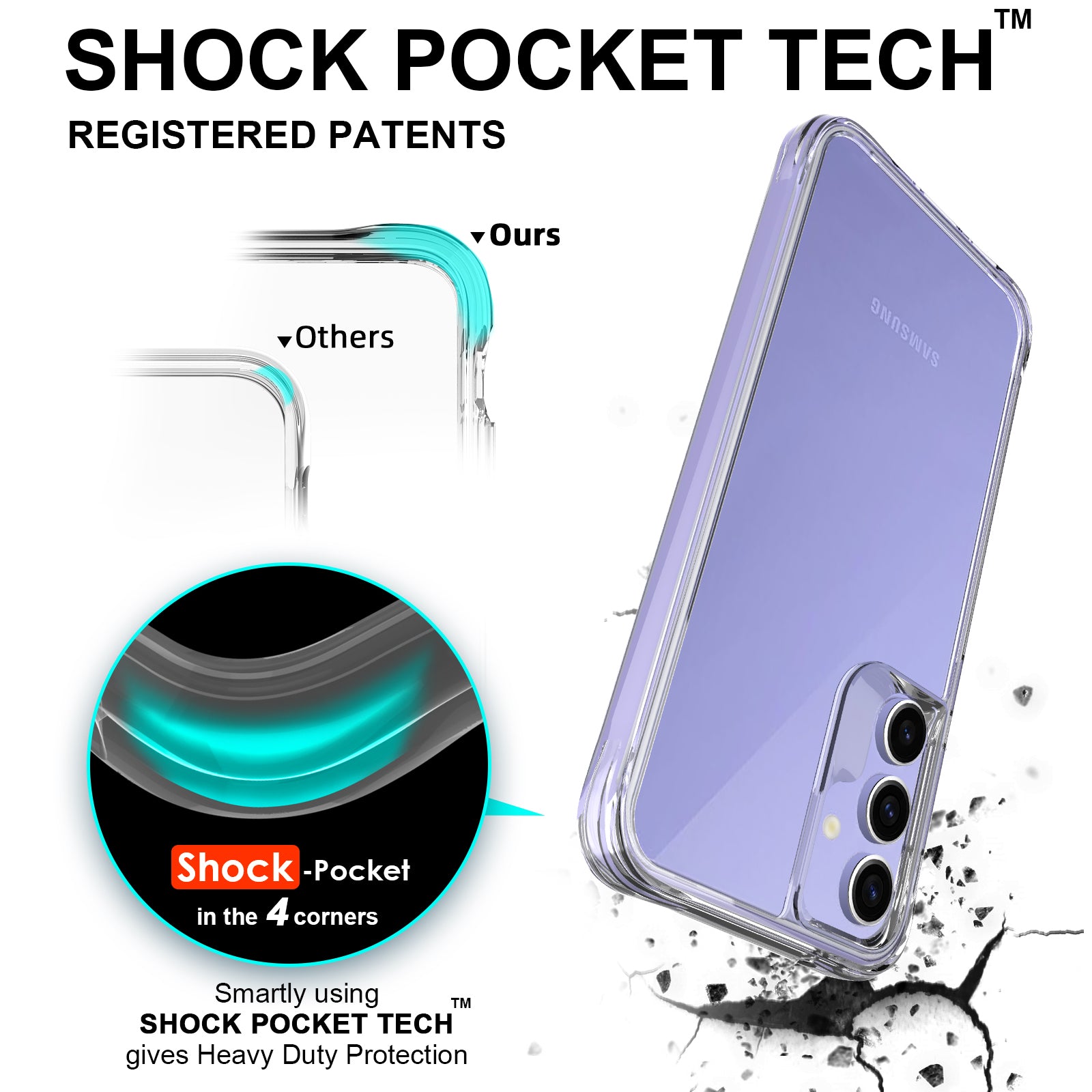 For Samsung Galaxy A35 5G Case Slim-fit Hard PC + TPU Phone Cover HD Clear Phone Shell