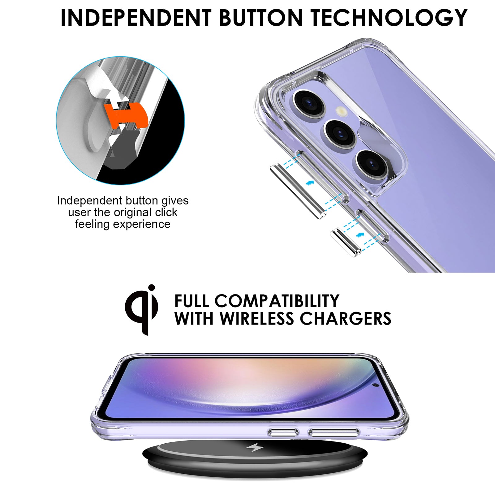 For Samsung Galaxy A35 5G Case Slim-fit Hard PC + TPU Phone Cover HD Clear Phone Shell