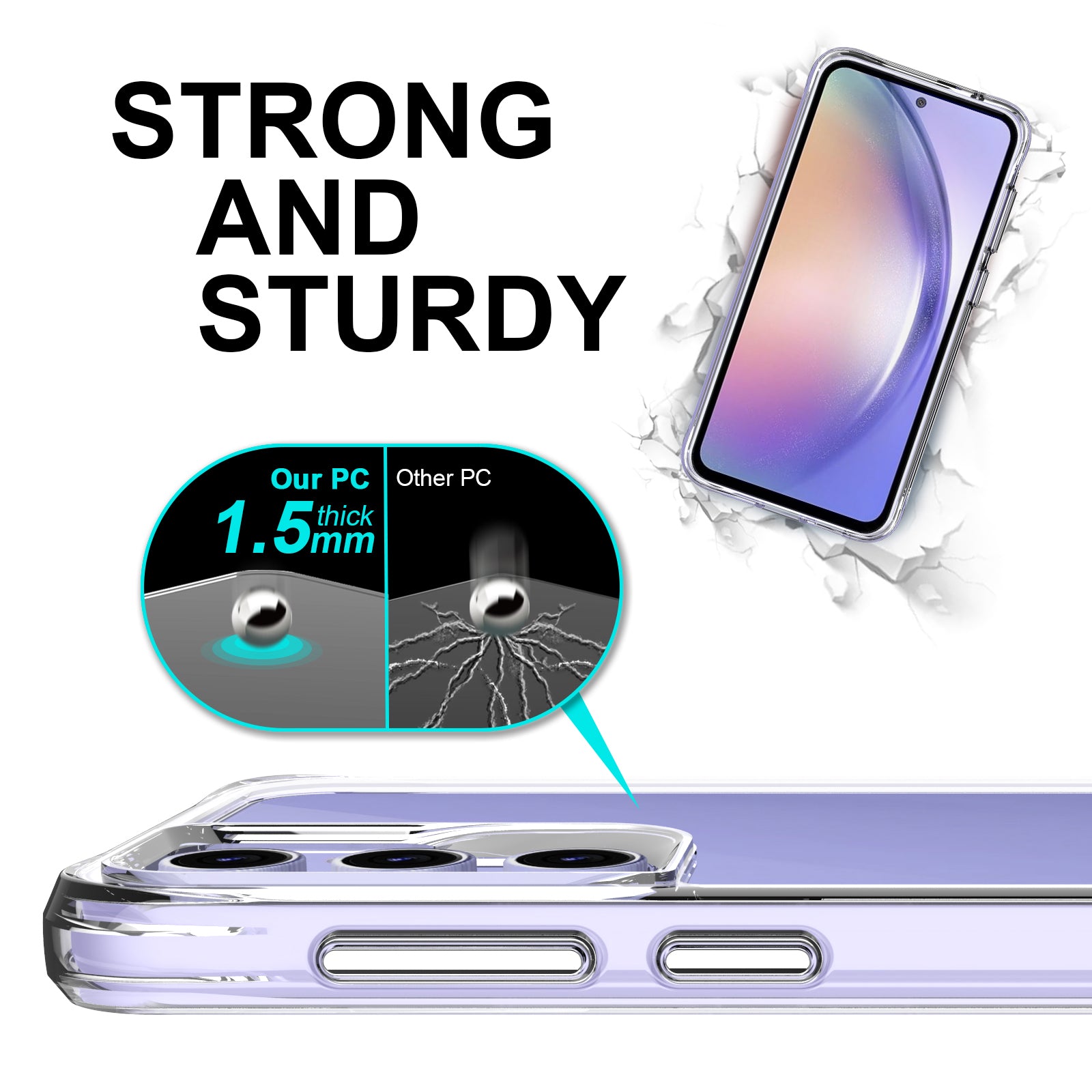 For Samsung Galaxy A35 5G Case Slim-fit Hard PC + TPU Phone Cover HD Clear Phone Shell