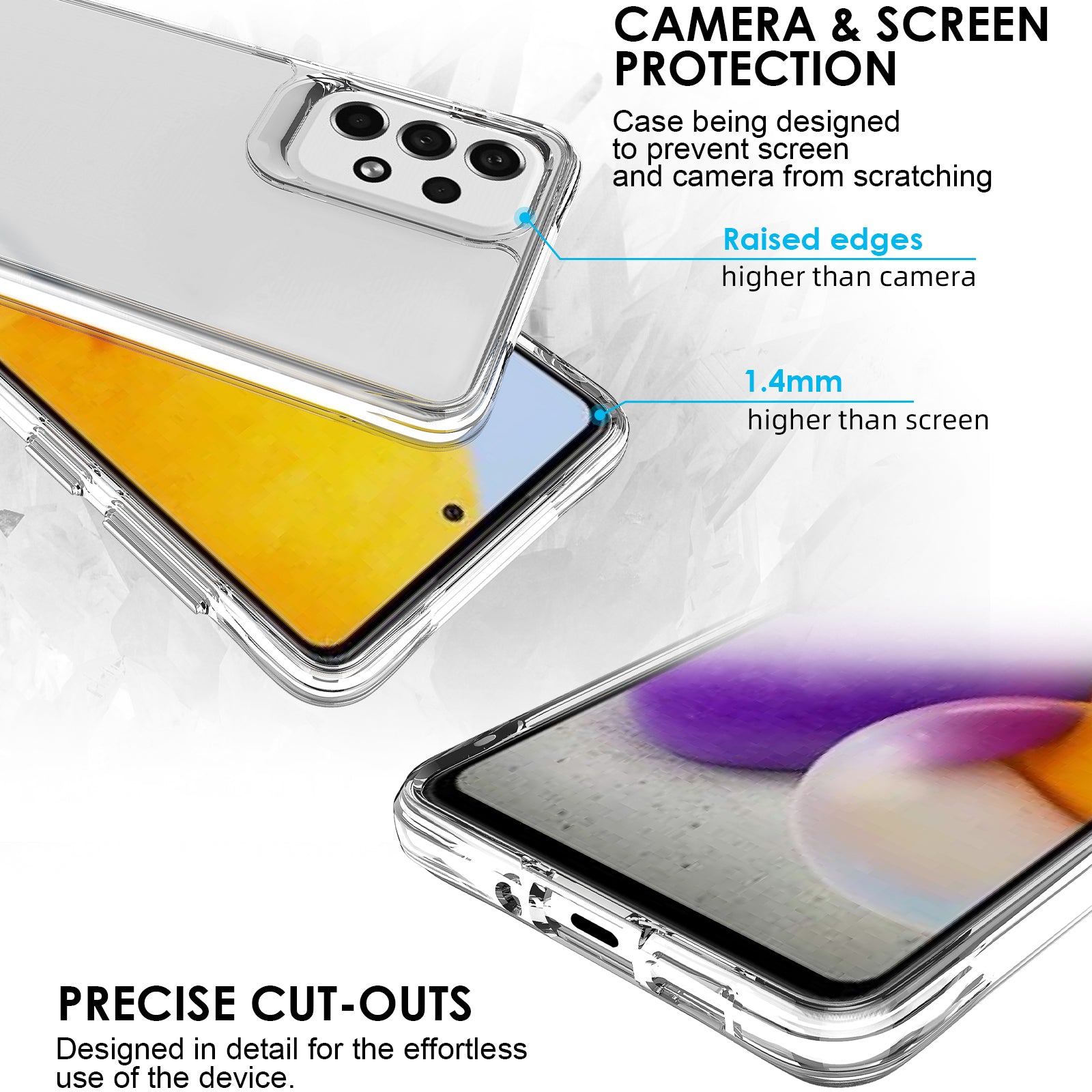 For Samsung Galaxy A73 5G Case Scratch-proof Hard PC + Soft TPU Clear Phone Back Cover