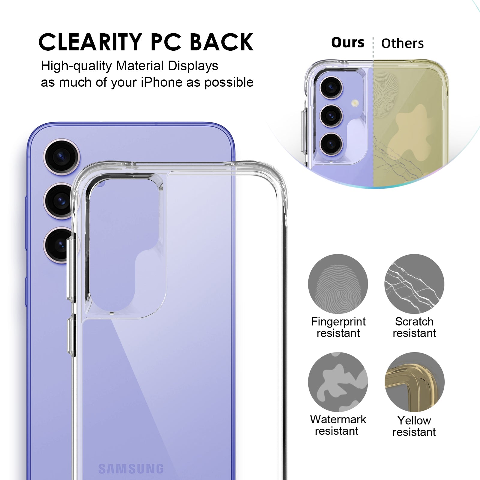 For Samsung Galaxy S23 FE Case Clear Hard PC + Soft TPU Scratch-resistant Mobile Phone Cover