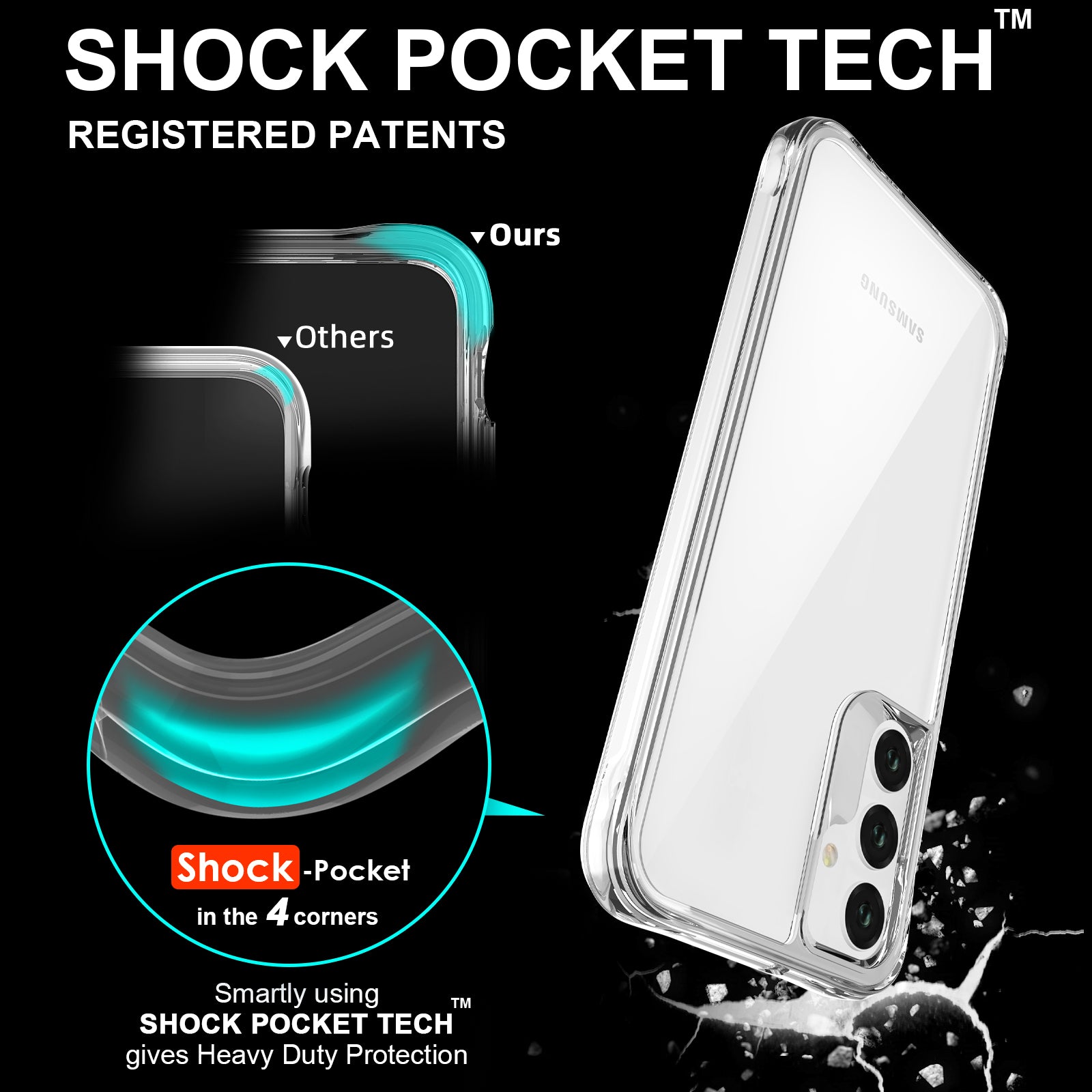 For Samsung Galaxy A25 5G (Global) (161.0 x 76.5 x 8.3mm) Case Shockproof Hard PC + Soft TPU Clear Smart Phone Protector
