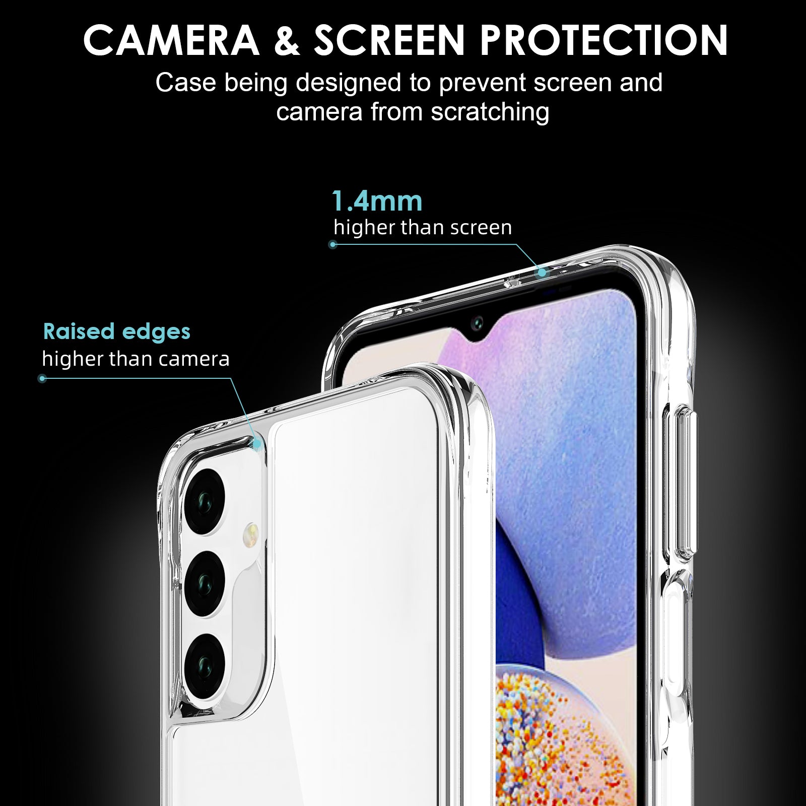 For Samsung Galaxy A25 5G (Global) (161.0 x 76.5 x 8.3mm) Case Shockproof Hard PC + Soft TPU Clear Smart Phone Protector