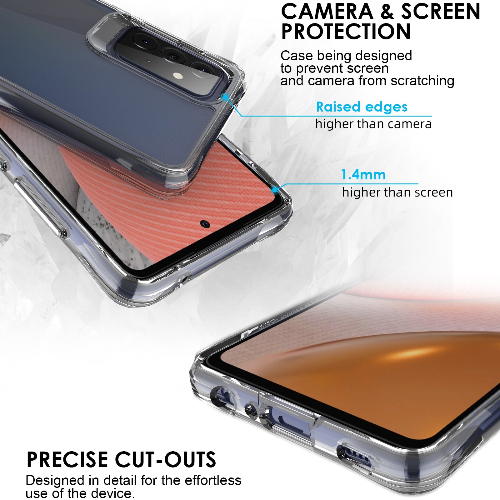 PC+TPU Case for Samsung Galaxy A72 4G / A72 5G Shell HD Clear Drop-proof Phone Cover