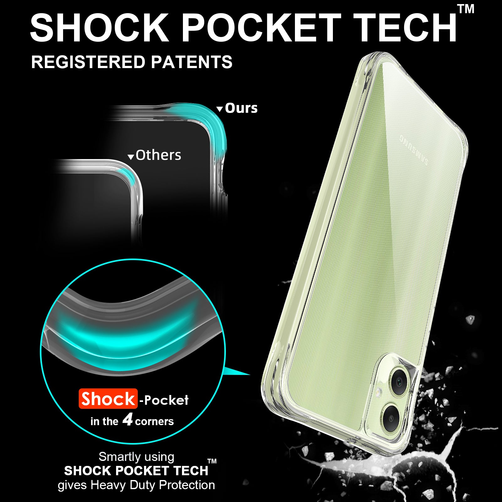 For Samsung Galaxy A05 4G Cell Phone Cover Anti-dust PC+TPU HD Transparent Case