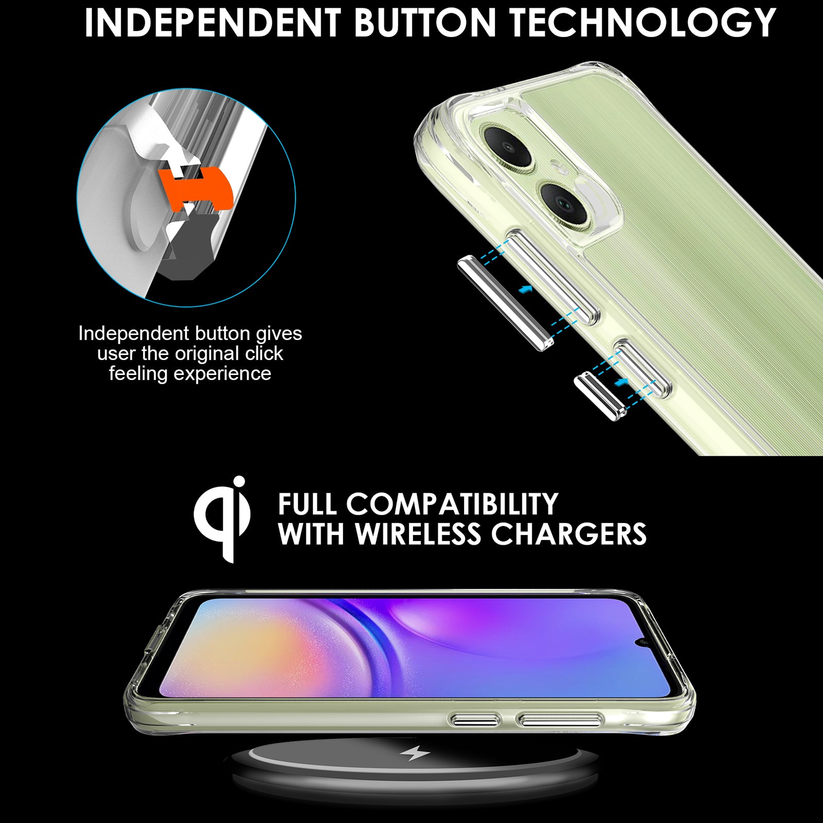 For Samsung Galaxy A05 4G Cell Phone Cover Anti-dust PC+TPU HD Transparent Case