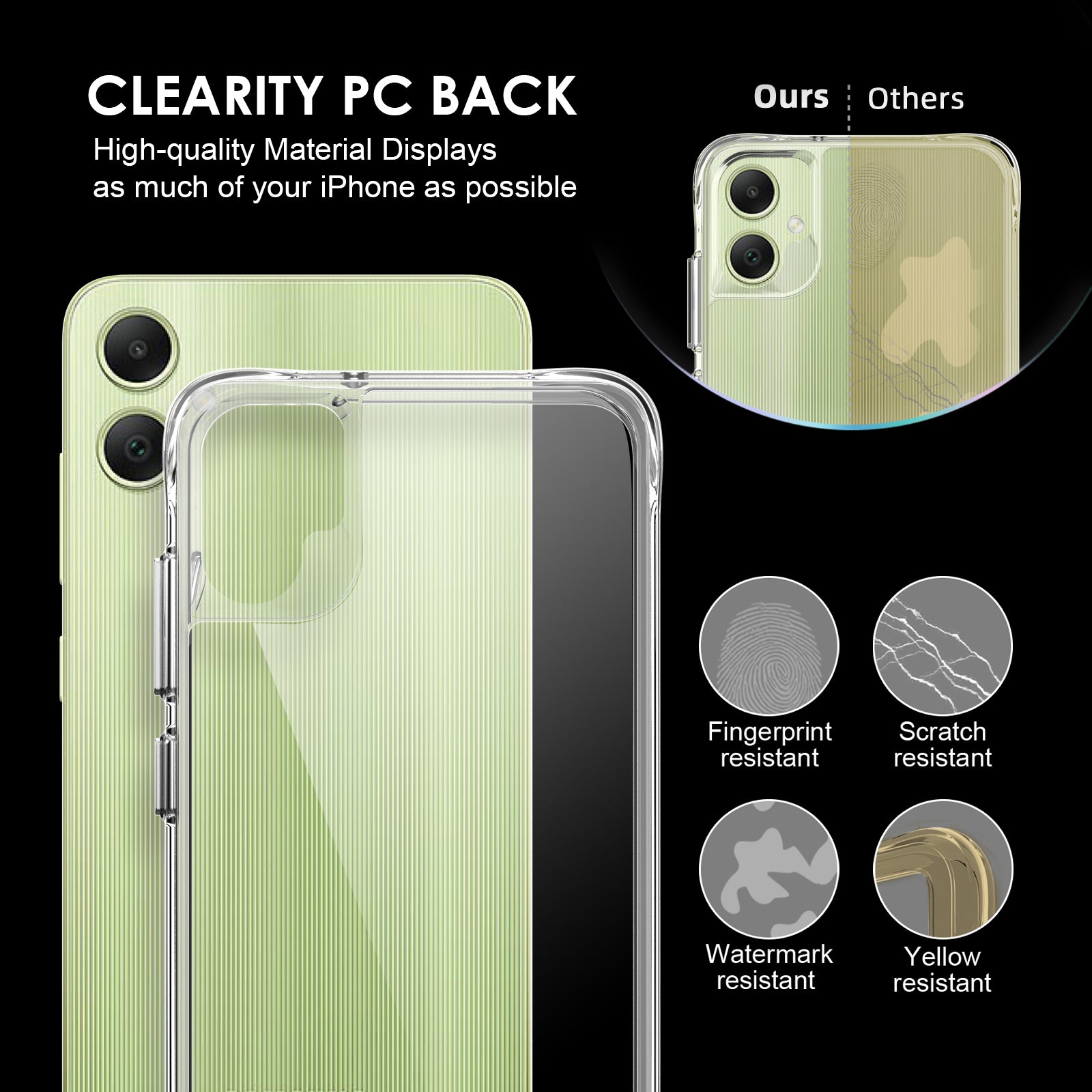 For Samsung Galaxy A05 4G Cell Phone Cover Anti-dust PC+TPU HD Transparent Case