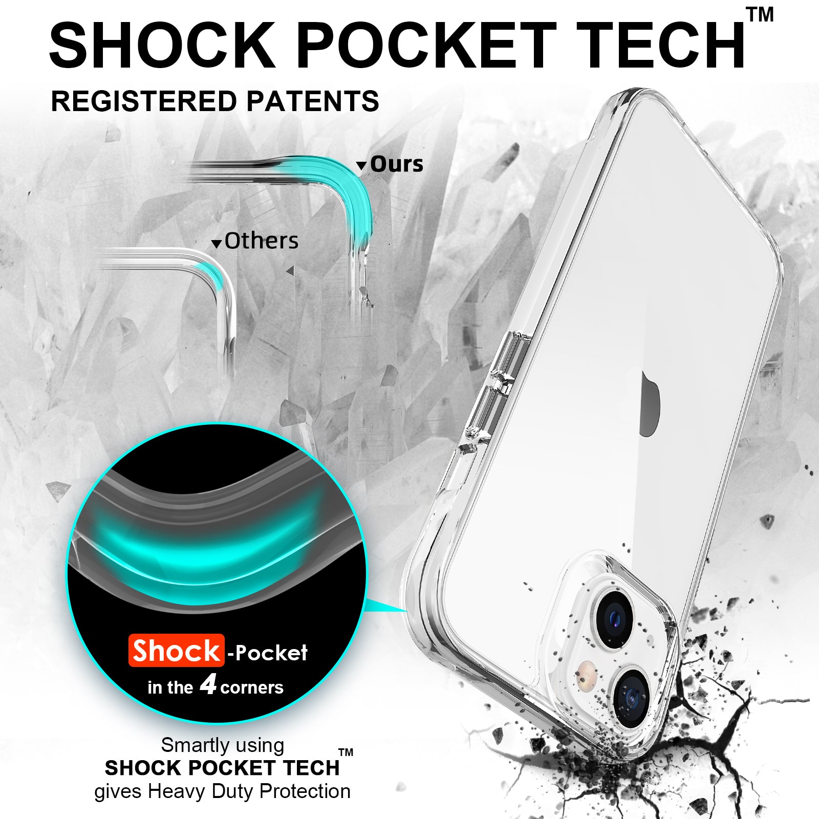 For iPhone 13 6.1 inch Case Anti-fall PC+TPU Phone Back Cover with Electroplating Button