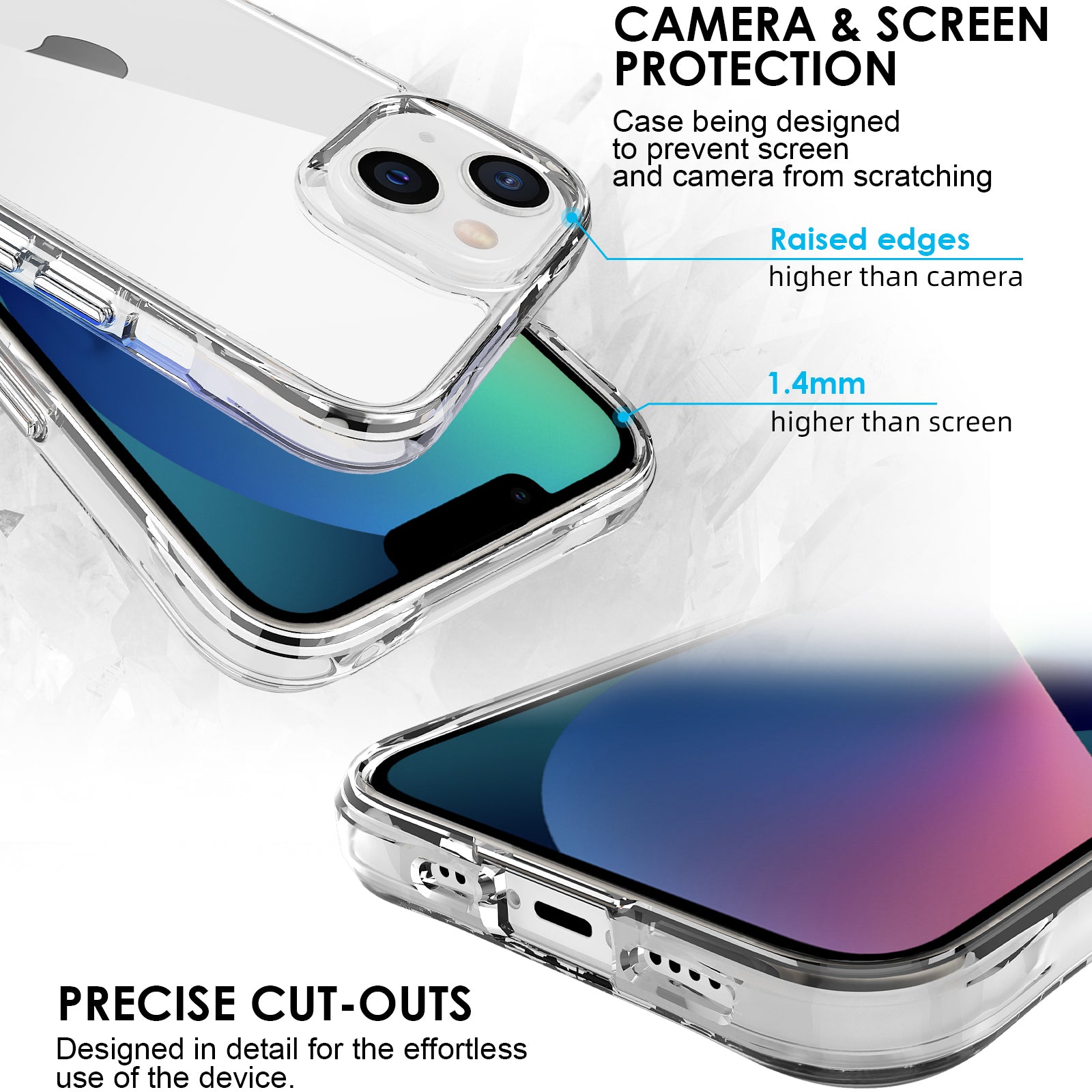 For iPhone 13 6.1 inch Case Anti-fall PC+TPU Phone Back Cover with Electroplating Button