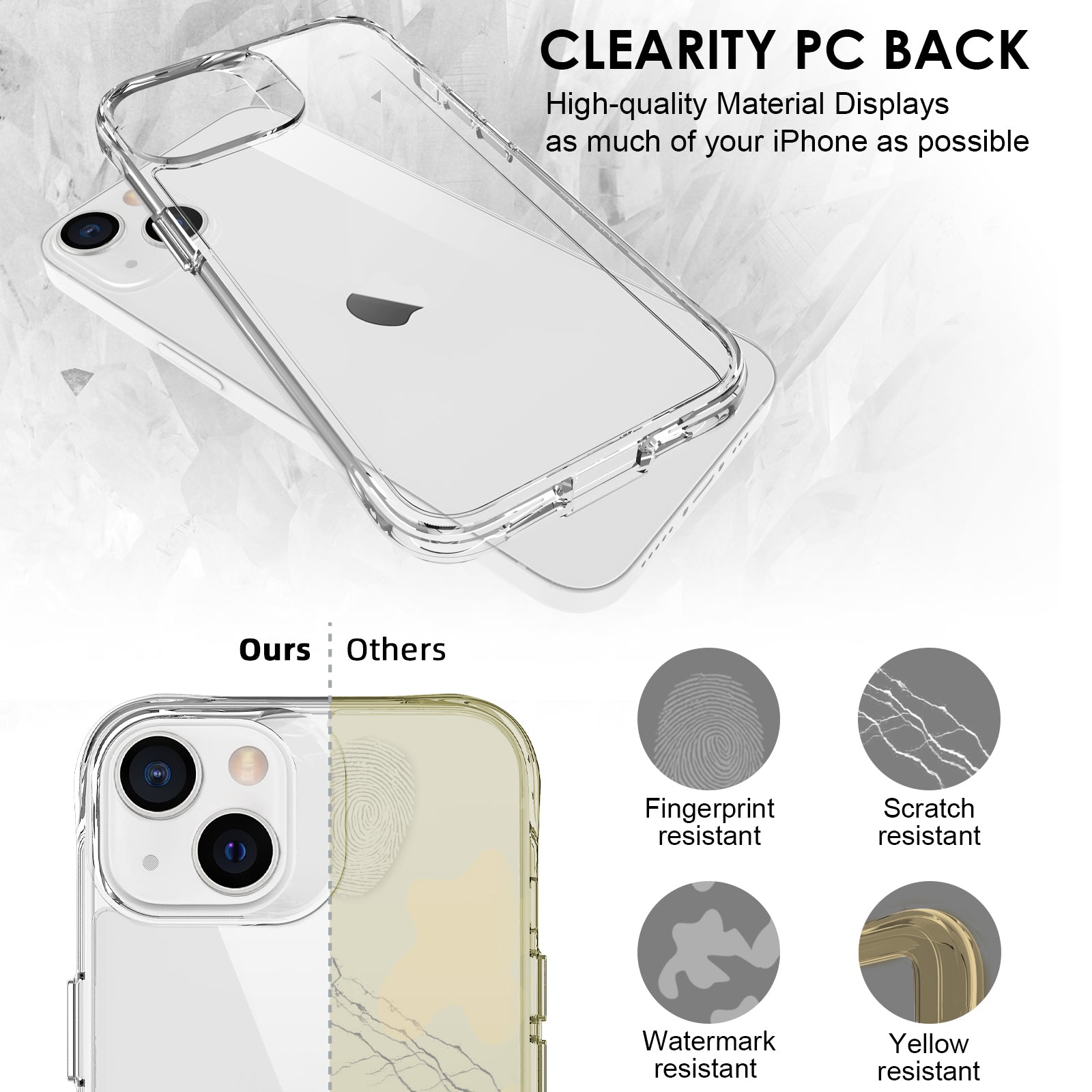 For iPhone 13 6.1 inch Case Anti-fall PC+TPU Phone Back Cover with Electroplating Button