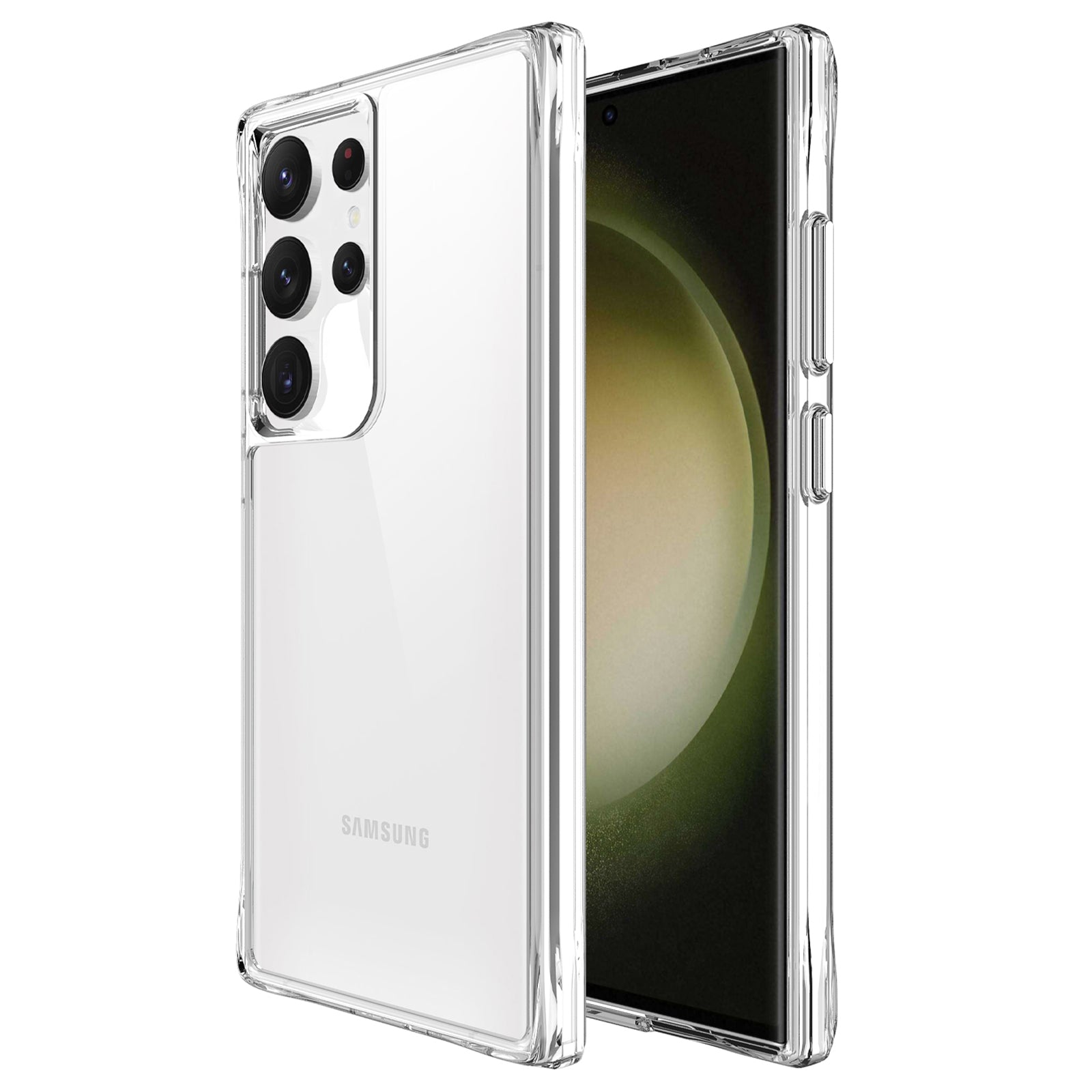 For Samsung Galaxy S24 Ultra Case Ultra Clear PC+TPU Phone Back Cover with Electroplating Button