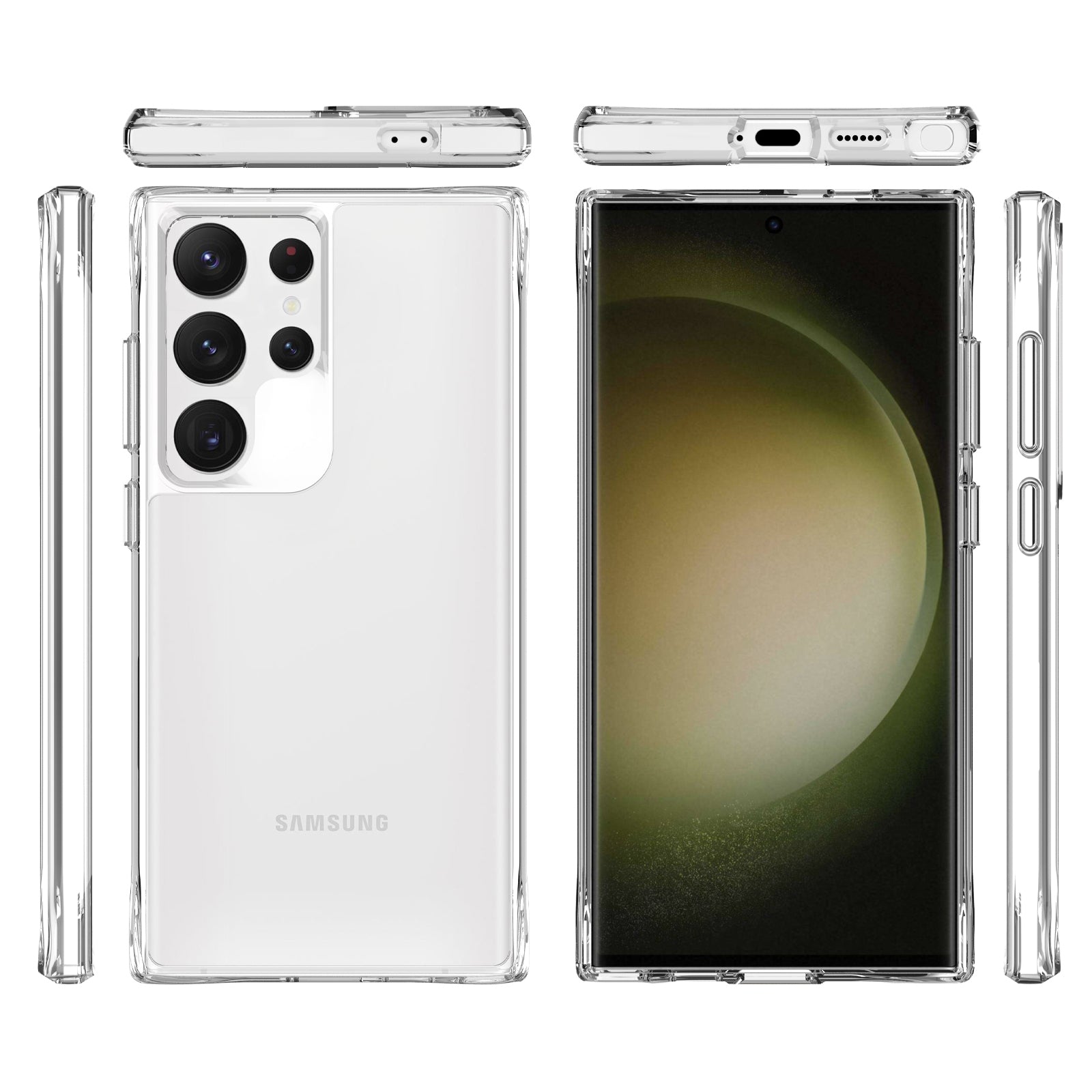 For Samsung Galaxy S24 Ultra Case Ultra Clear PC+TPU Phone Back Cover with Electroplating Button