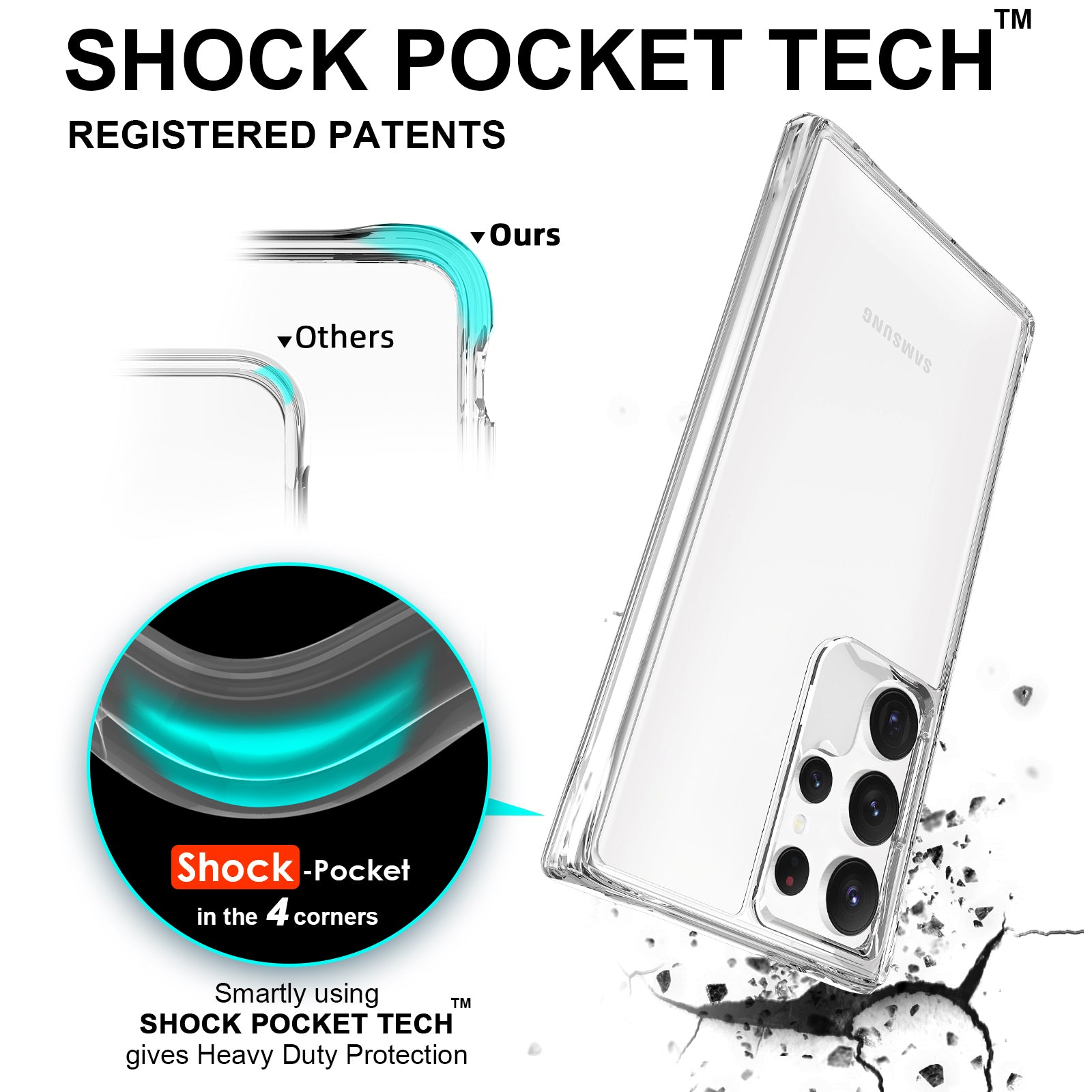 For Samsung Galaxy S24 Ultra Case Ultra Clear PC+TPU Phone Back Cover with Electroplating Button