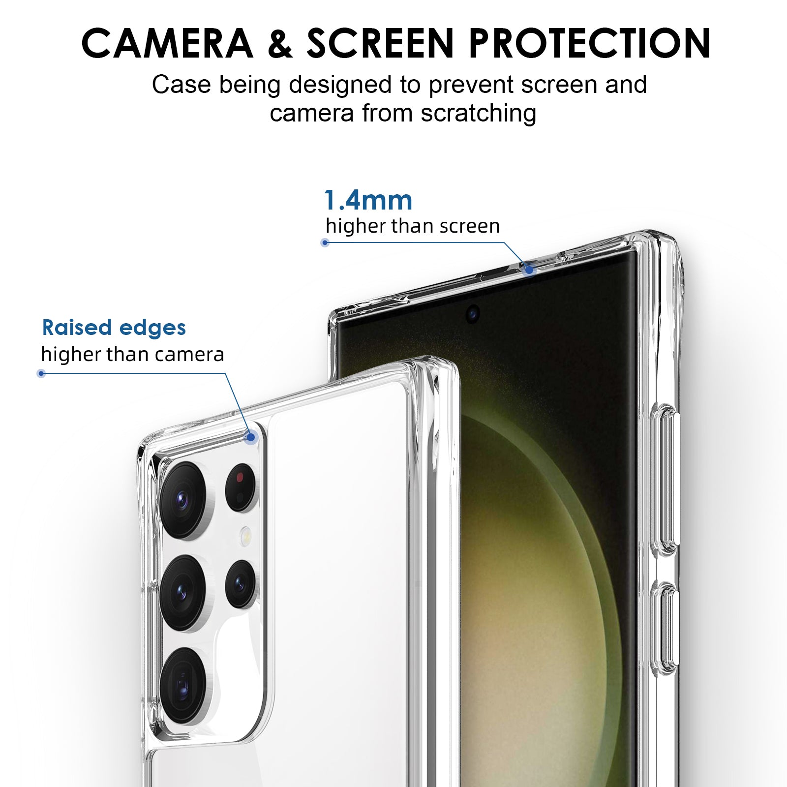 For Samsung Galaxy S24 Ultra Case Ultra Clear PC+TPU Phone Back Cover with Electroplating Button