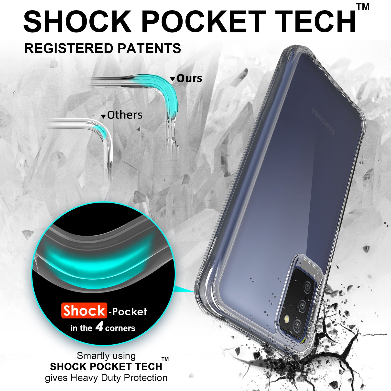 For Samsung Galaxy A03s (164.2 x 75.9 x 9.1mm) Dustproof PC + TPU Cover HD Transparent Phone Case