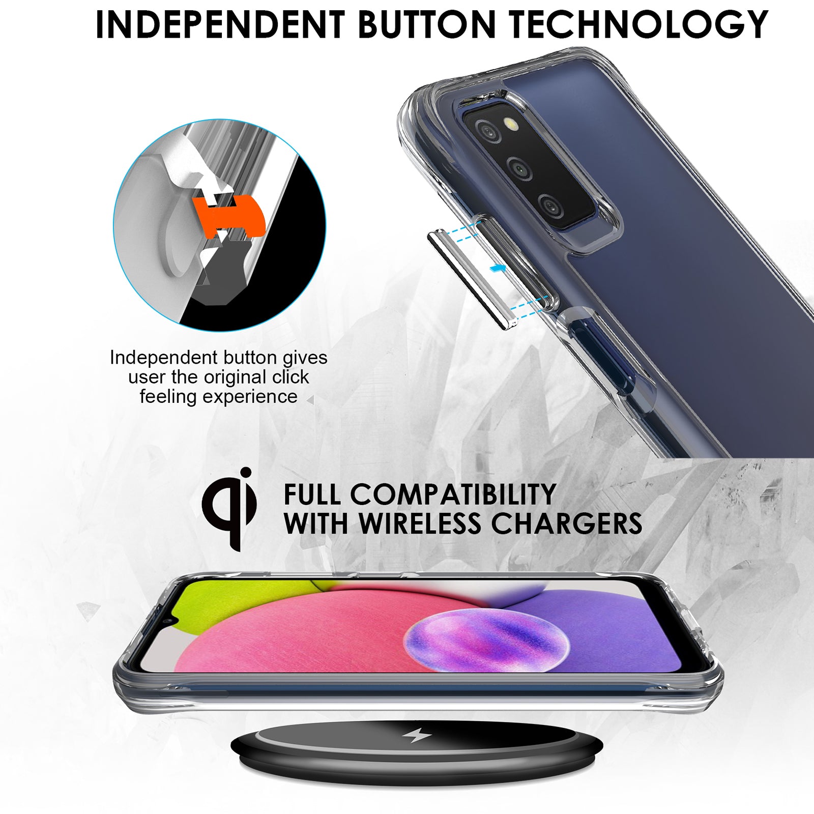 For Samsung Galaxy A03s (164.2 x 75.9 x 9.1mm) Dustproof PC + TPU Cover HD Transparent Phone Case