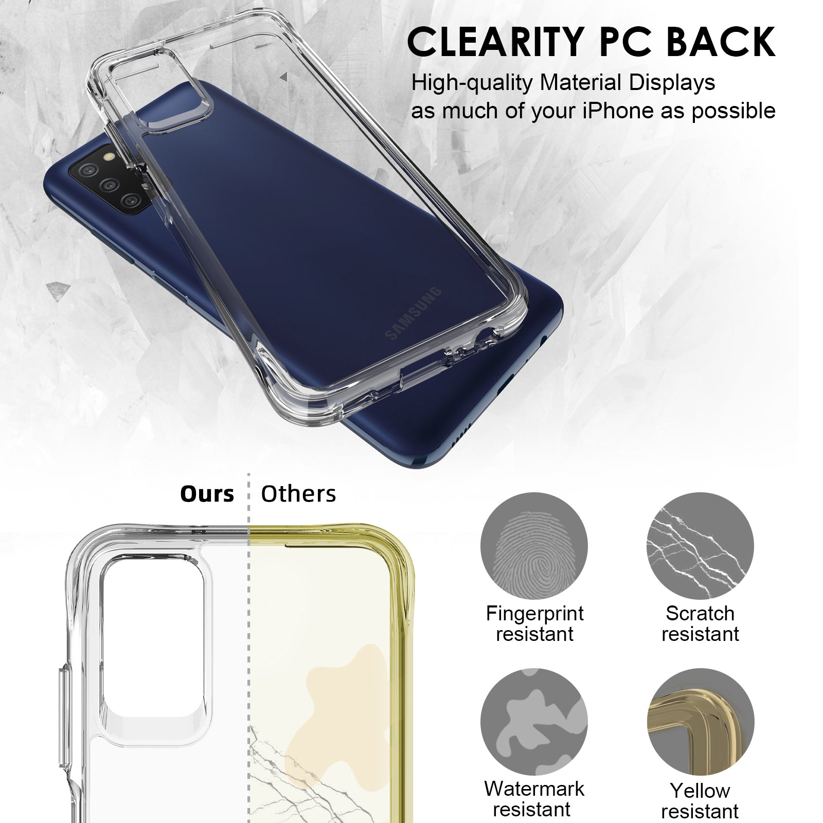 For Samsung Galaxy A03s (164.2 x 75.9 x 9.1mm) Dustproof PC + TPU Cover HD Transparent Phone Case