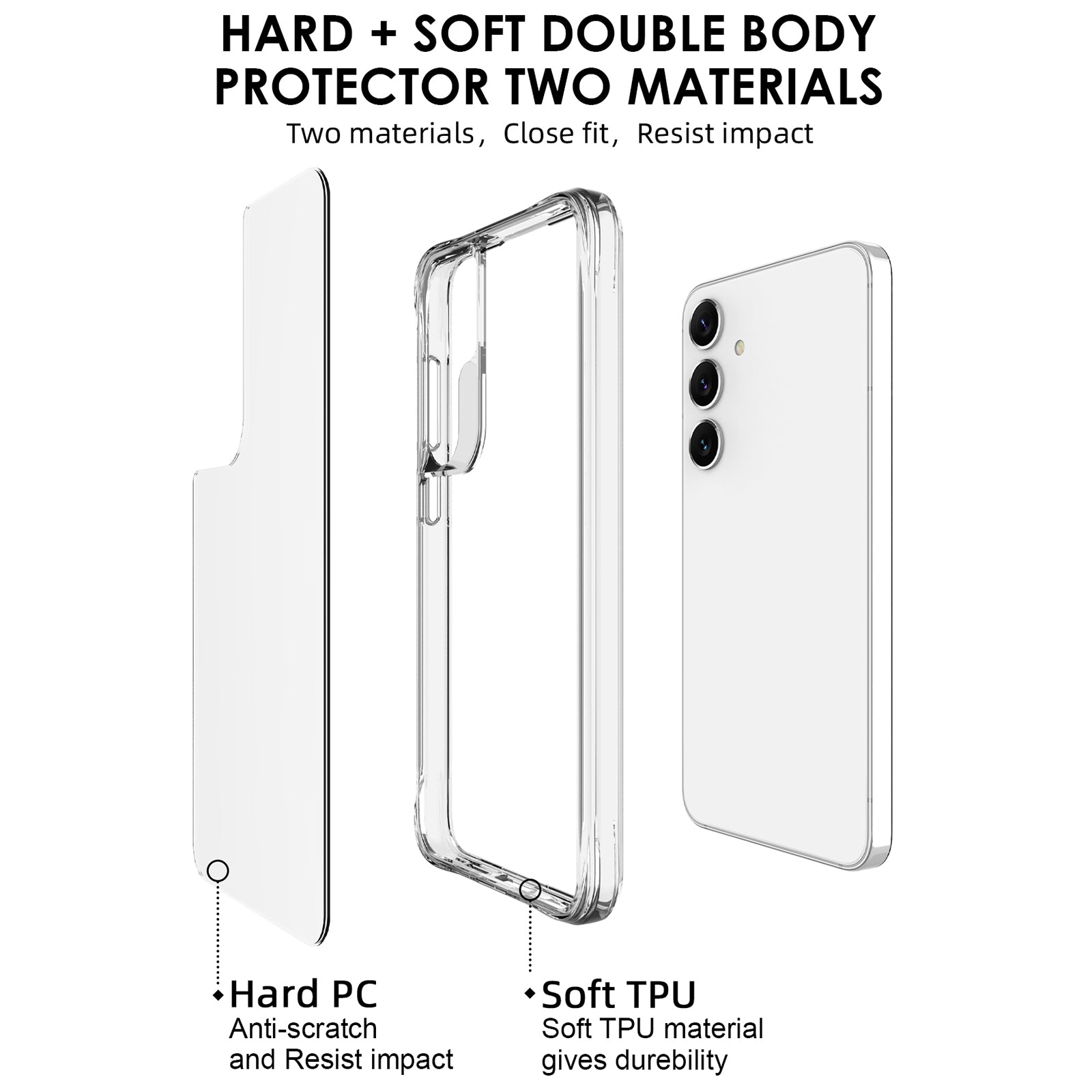 For Samsung Galaxy S24+ HD Clear Phone Case Drop Protection PC + TPU Cell Phone Cover