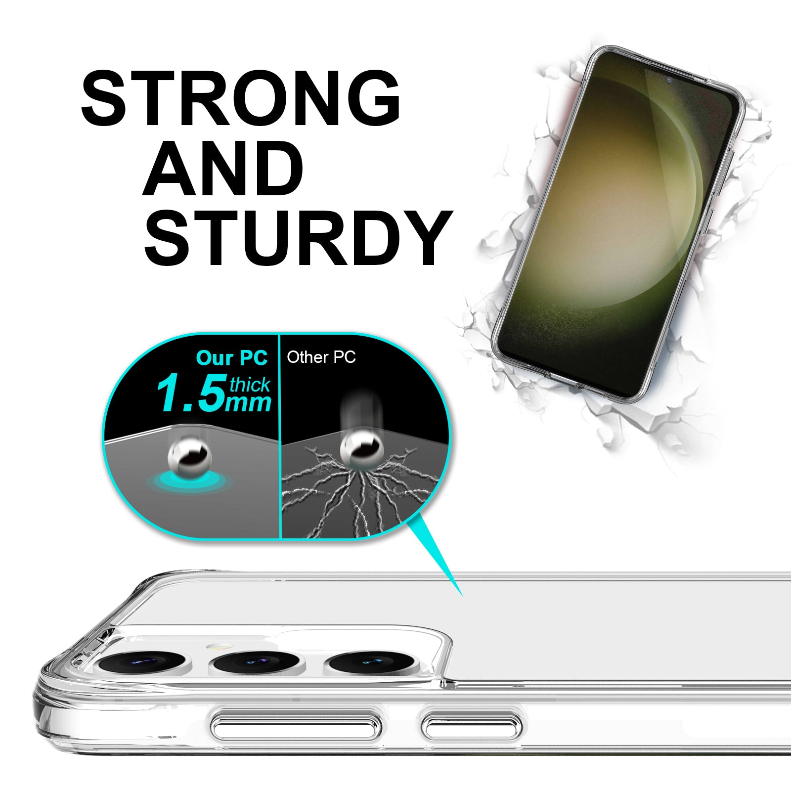 For Samsung Galaxy S24+ HD Clear Phone Case Drop Protection PC + TPU Cell Phone Cover