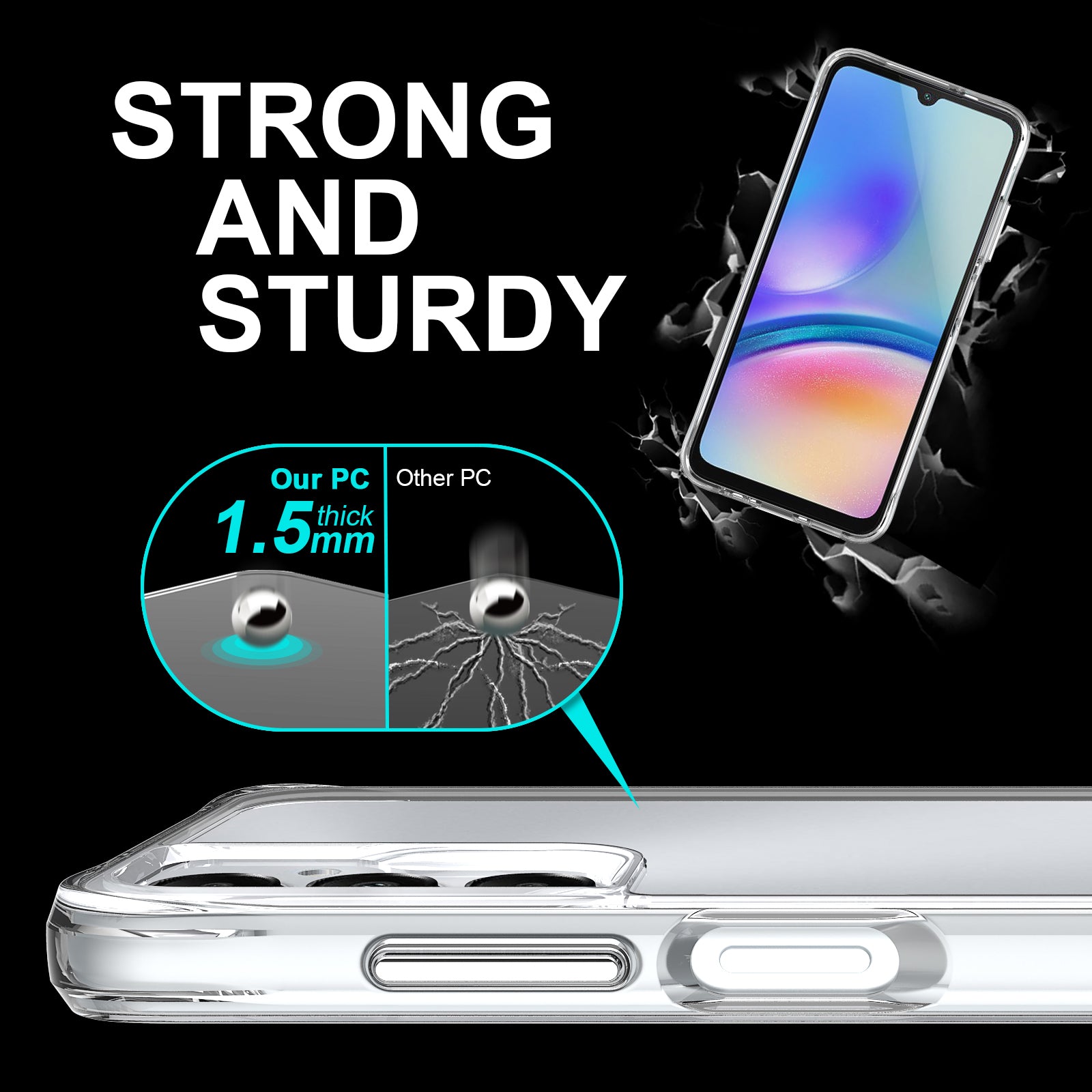 For Samsung Galaxy A05s 4G Lightweight PC + TPU Case Super Clear Phone Cover