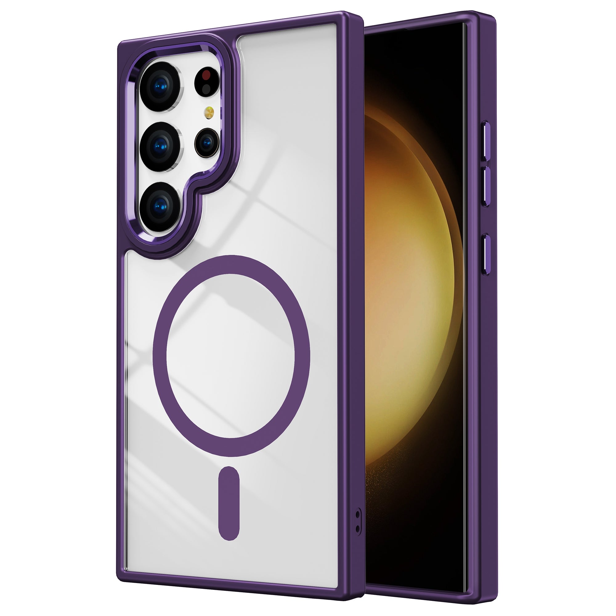 For Samsung Galaxy S24 Ultra Case TPU+Acrylic Clear Phone Cover Compatible with MagSafe - Dark Purple