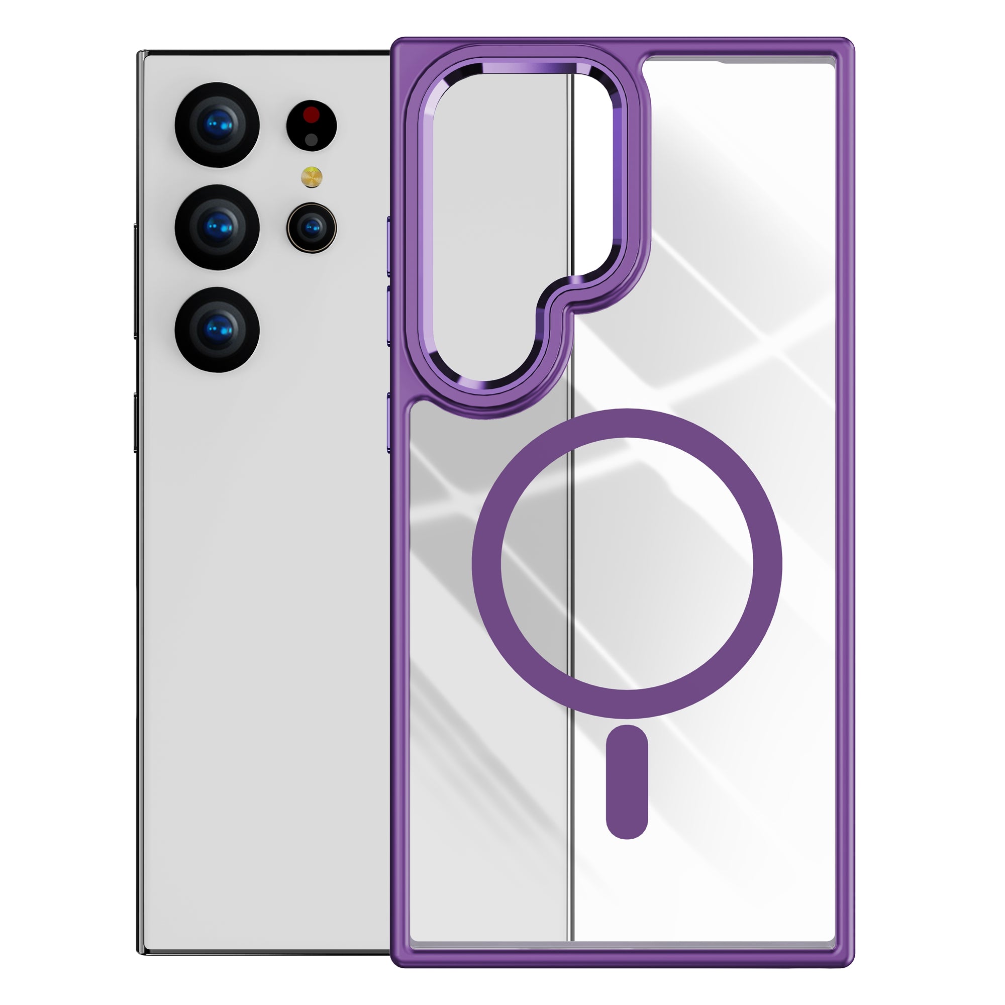For Samsung Galaxy S24 Ultra Case TPU+Acrylic Clear Phone Cover Compatible with MagSafe - Dark Purple