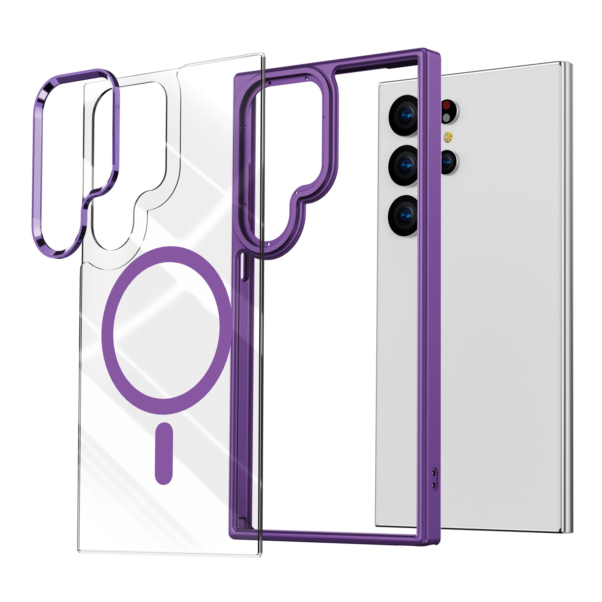 For Samsung Galaxy S24 Ultra Case TPU+Acrylic Clear Phone Cover Compatible with MagSafe - Dark Purple