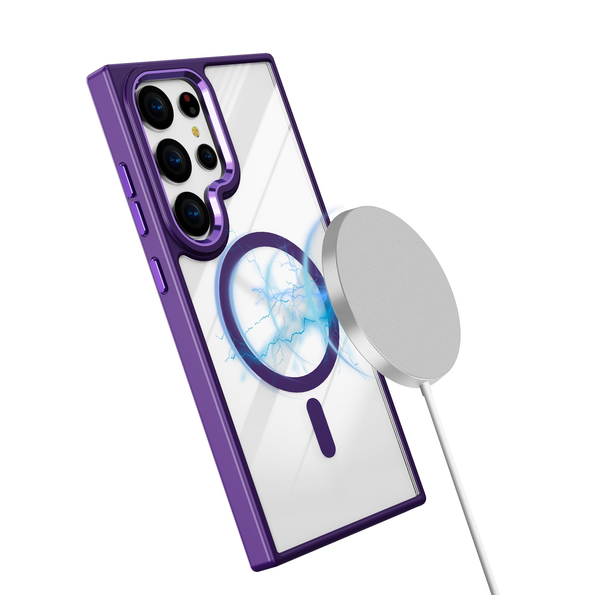 For Samsung Galaxy S24 Ultra Case TPU+Acrylic Clear Phone Cover Compatible with MagSafe - Dark Purple