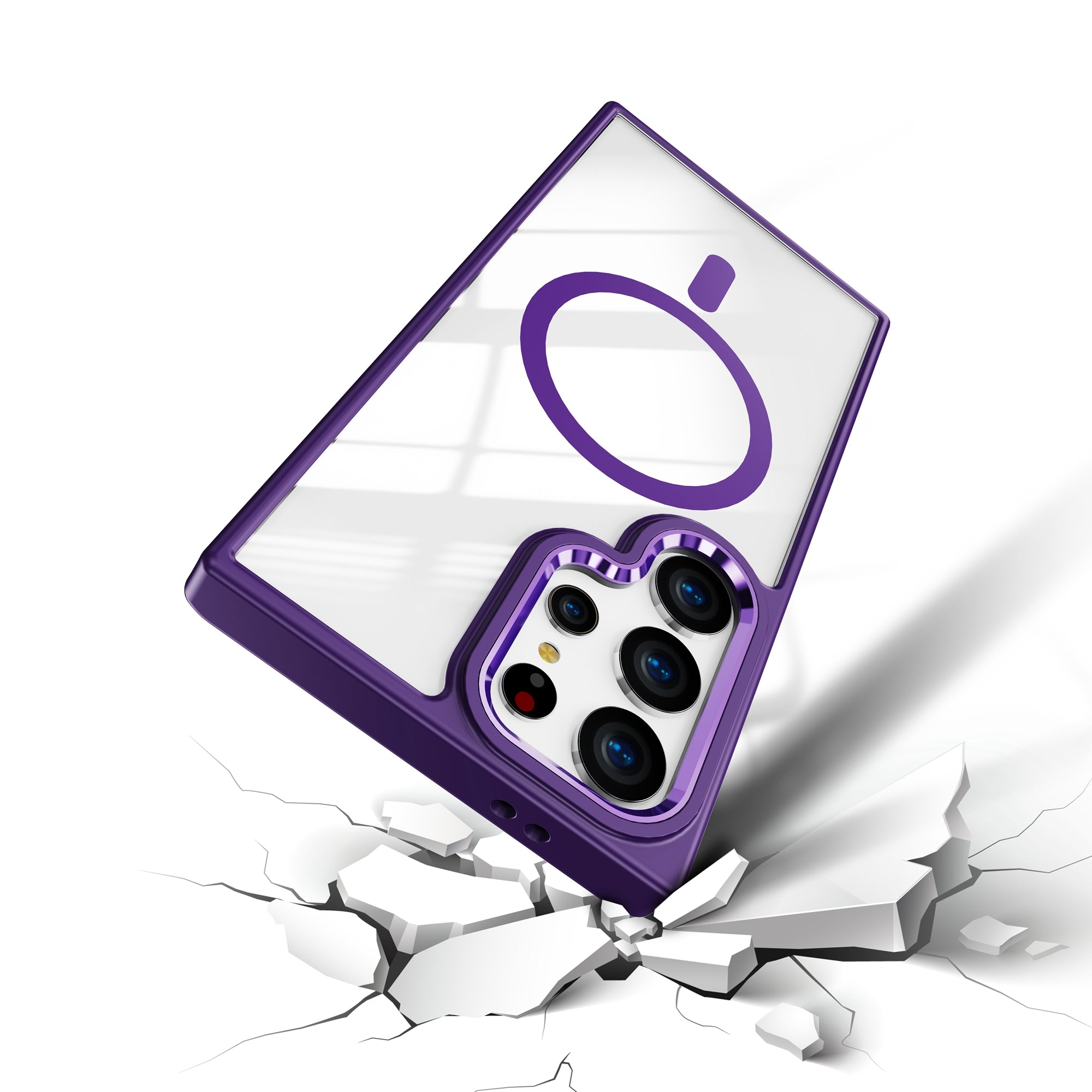 For Samsung Galaxy S24 Ultra Case TPU+Acrylic Clear Phone Cover Compatible with MagSafe - Dark Purple