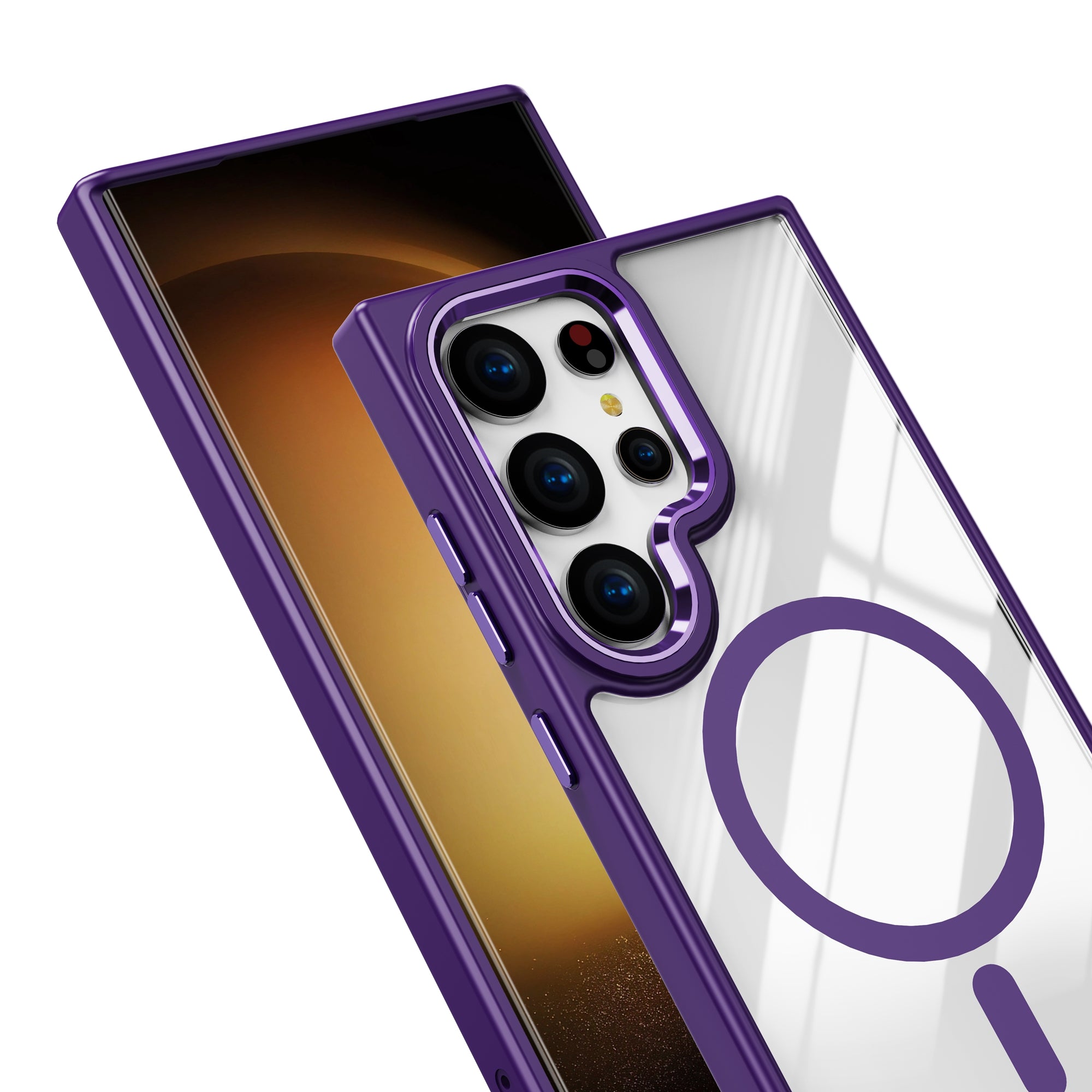 For Samsung Galaxy S24 Ultra Case TPU+Acrylic Clear Phone Cover Compatible with MagSafe - Dark Purple