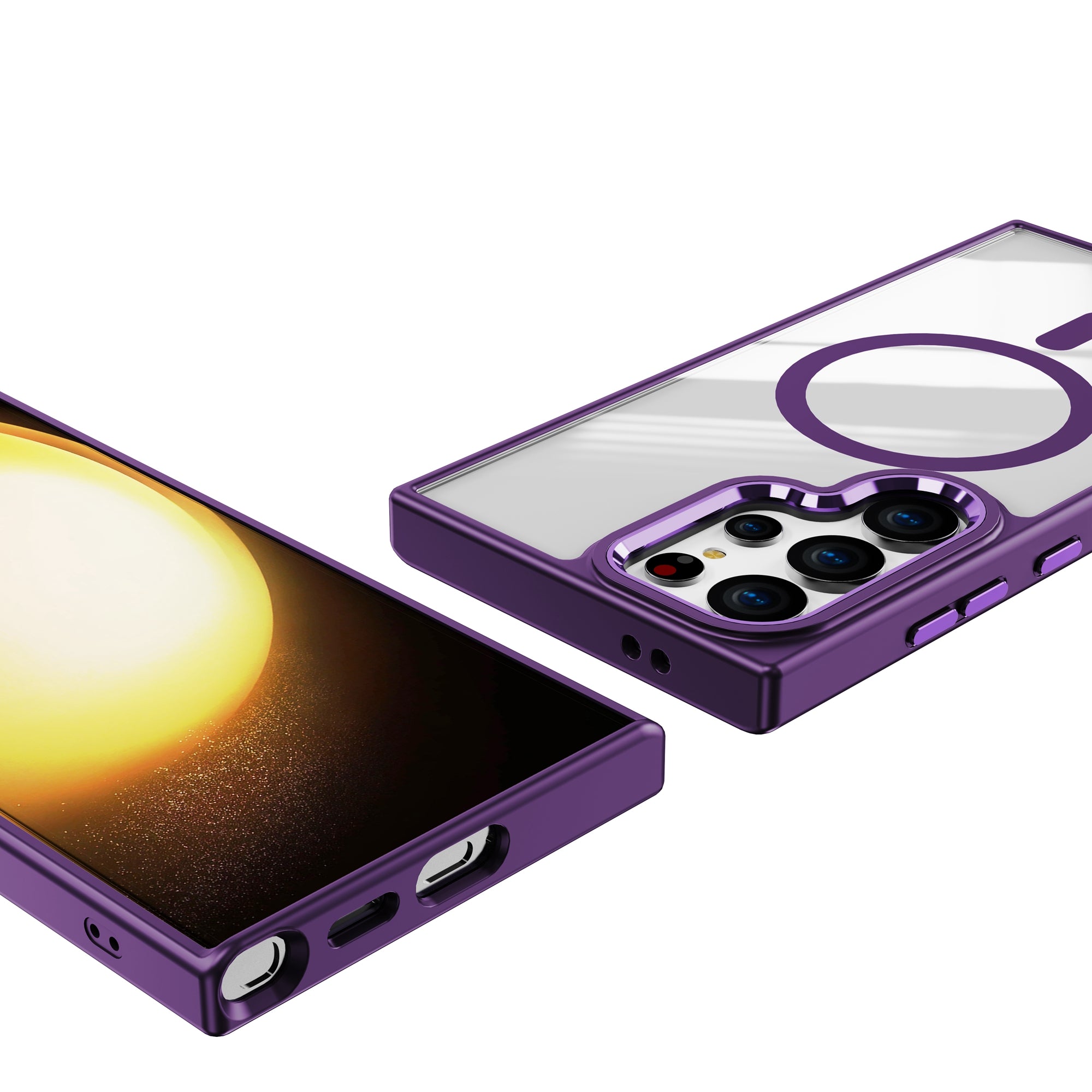 For Samsung Galaxy S24 Ultra Case TPU+Acrylic Clear Phone Cover Compatible with MagSafe - Dark Purple