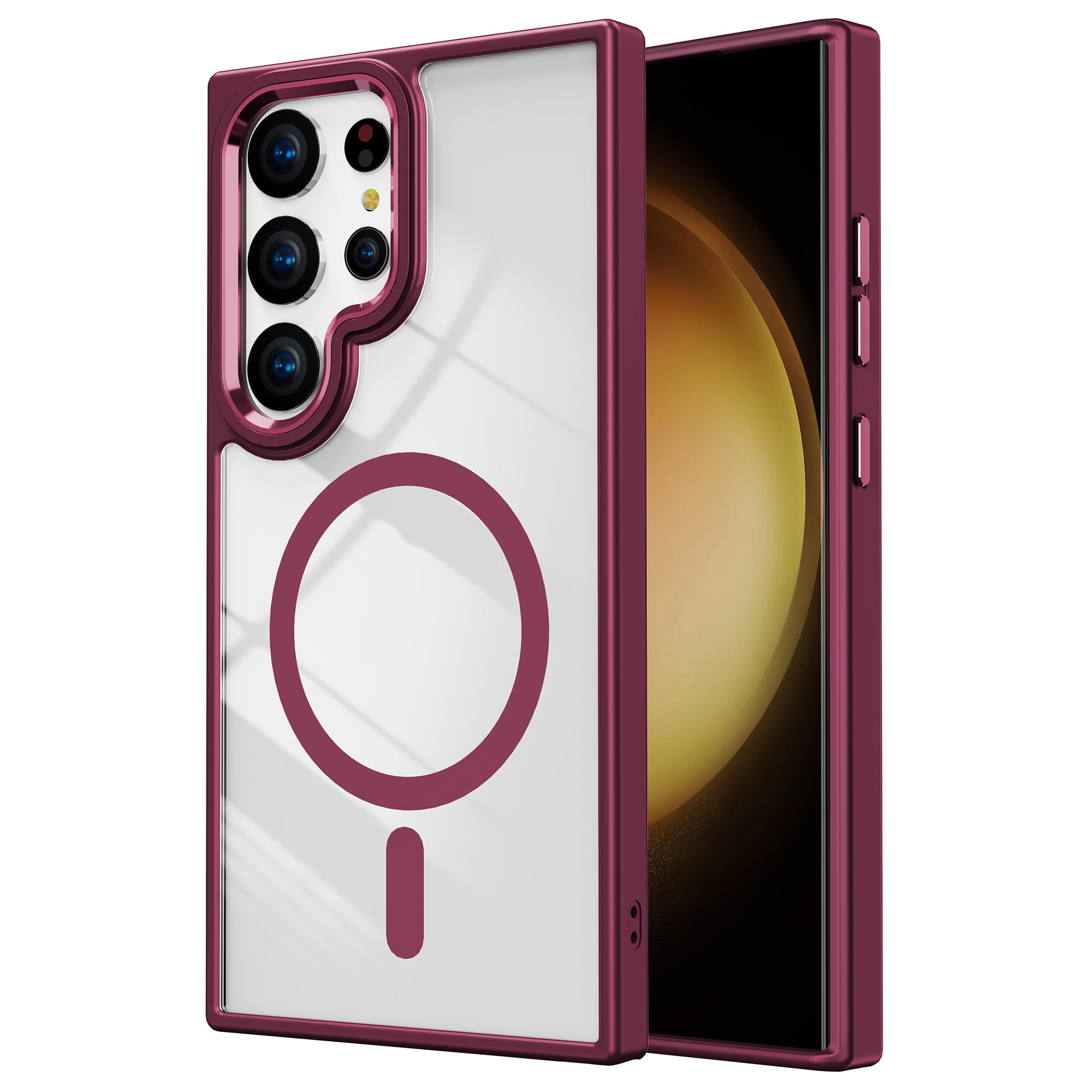 For Samsung Galaxy S24 Ultra Case TPU+Acrylic Clear Phone Cover Compatible with MagSafe - Dark Purple