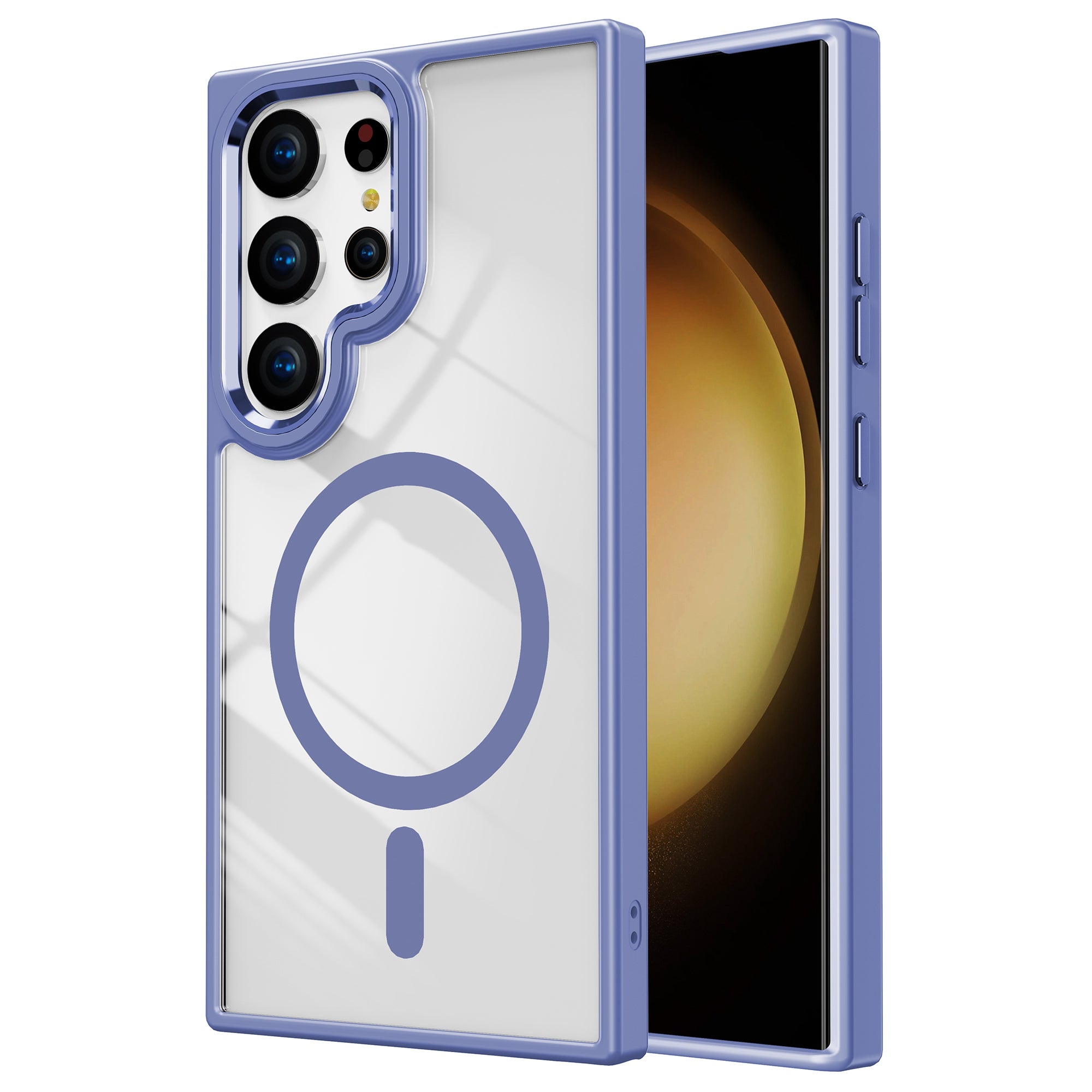 For Samsung Galaxy S24 Ultra Case TPU+Acrylic Clear Phone Cover Compatible with MagSafe - Dark Purple