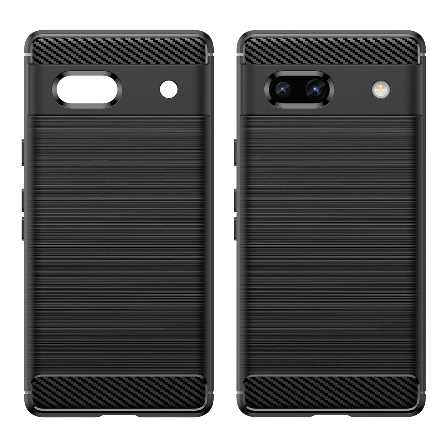 For Google Pixel 7a Case Phone Cover TPU Carbon Fiber Texture Cell Phone Shell - Black