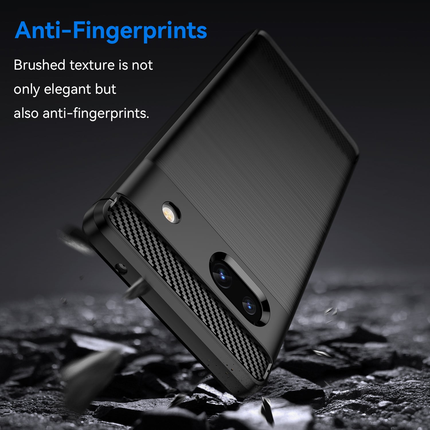 For Google Pixel 7a Case Phone Cover TPU Carbon Fiber Texture Cell Phone Shell - Black