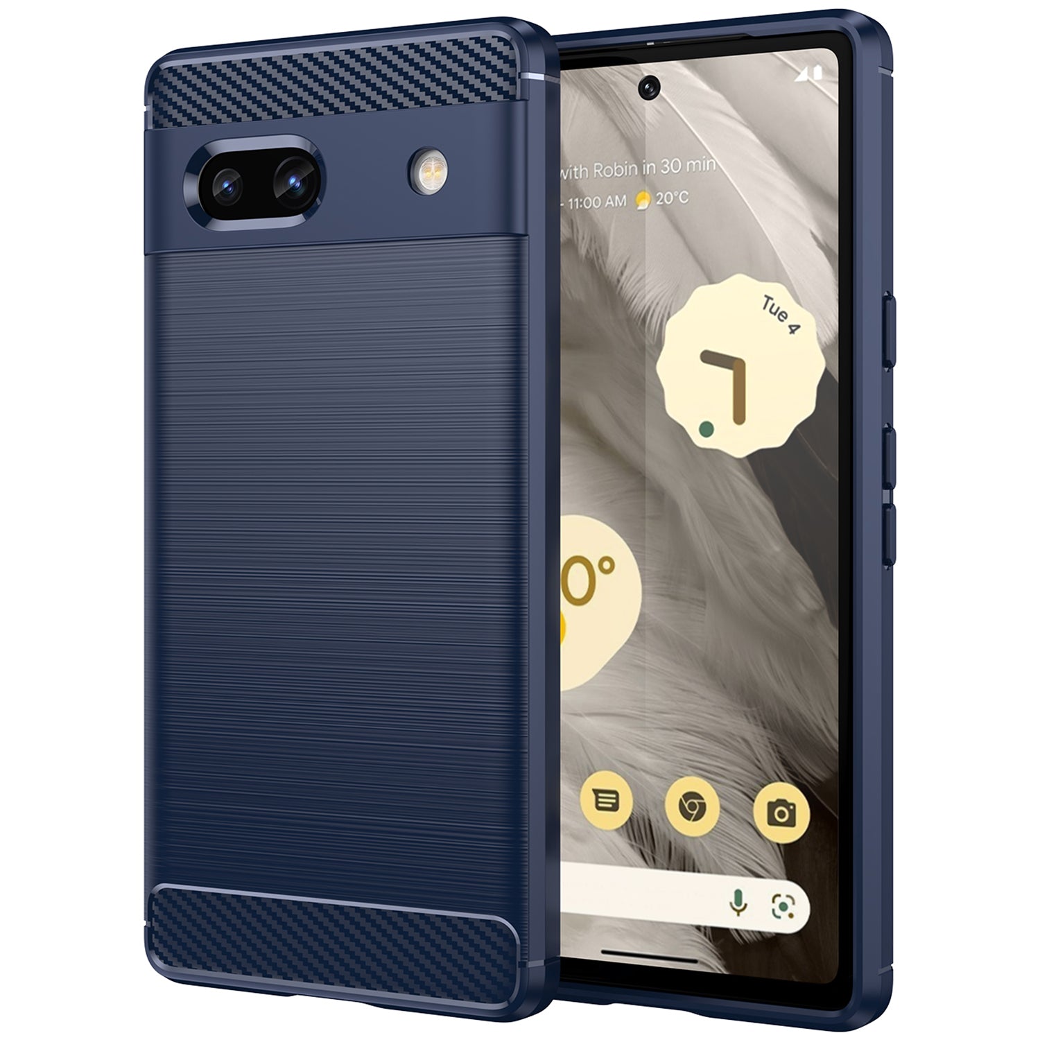 For Google Pixel 7a Case Phone Cover TPU Carbon Fiber Texture Cell Phone Shell - Black
