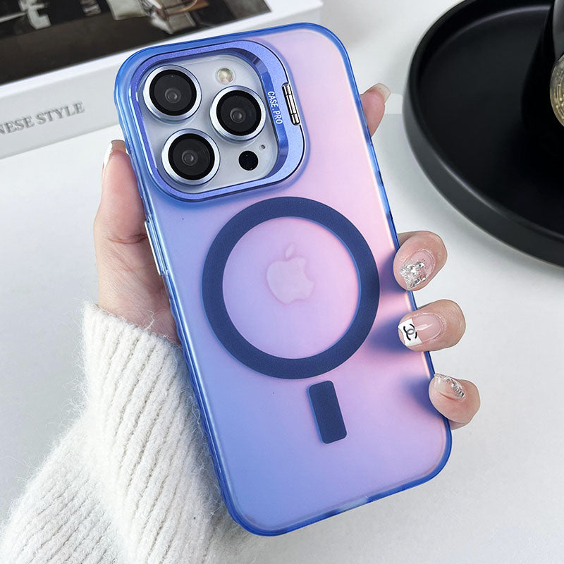 For iPhone 13 Pro Case Compatible with MagSafe PC+TPU Shockproof IMD Phone Cover - Purple