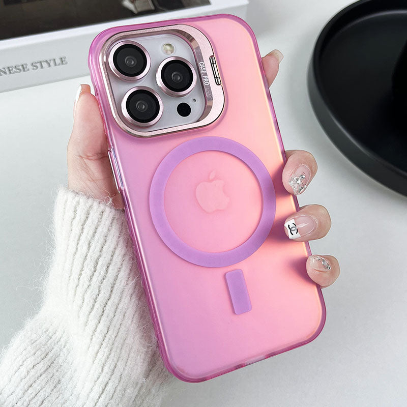 For iPhone 13 Pro Case Compatible with MagSafe PC+TPU Shockproof IMD Phone Cover - Purple