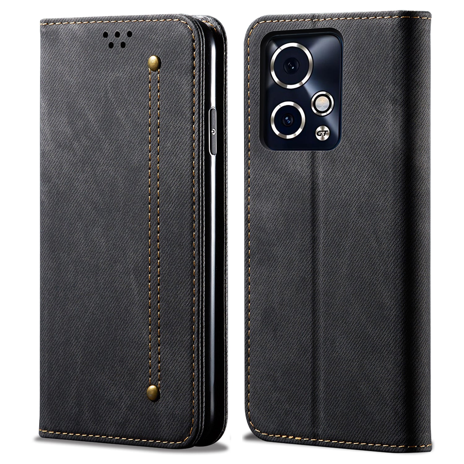 For Honor 90 GT 5G Wallet Case PU Leather Phone Cover Stand View Magnetic Protect - Black