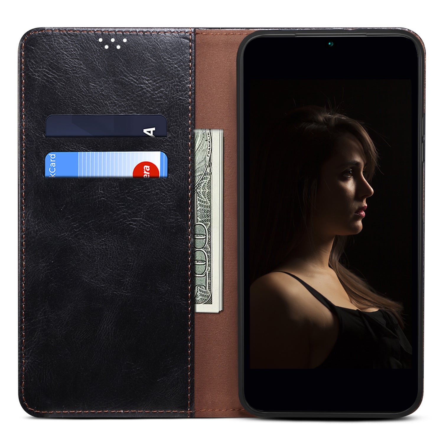 For Honor X8b 4G Waxy Crazy Horse Texture Case PU Leather Phone Cover Wallet - Black