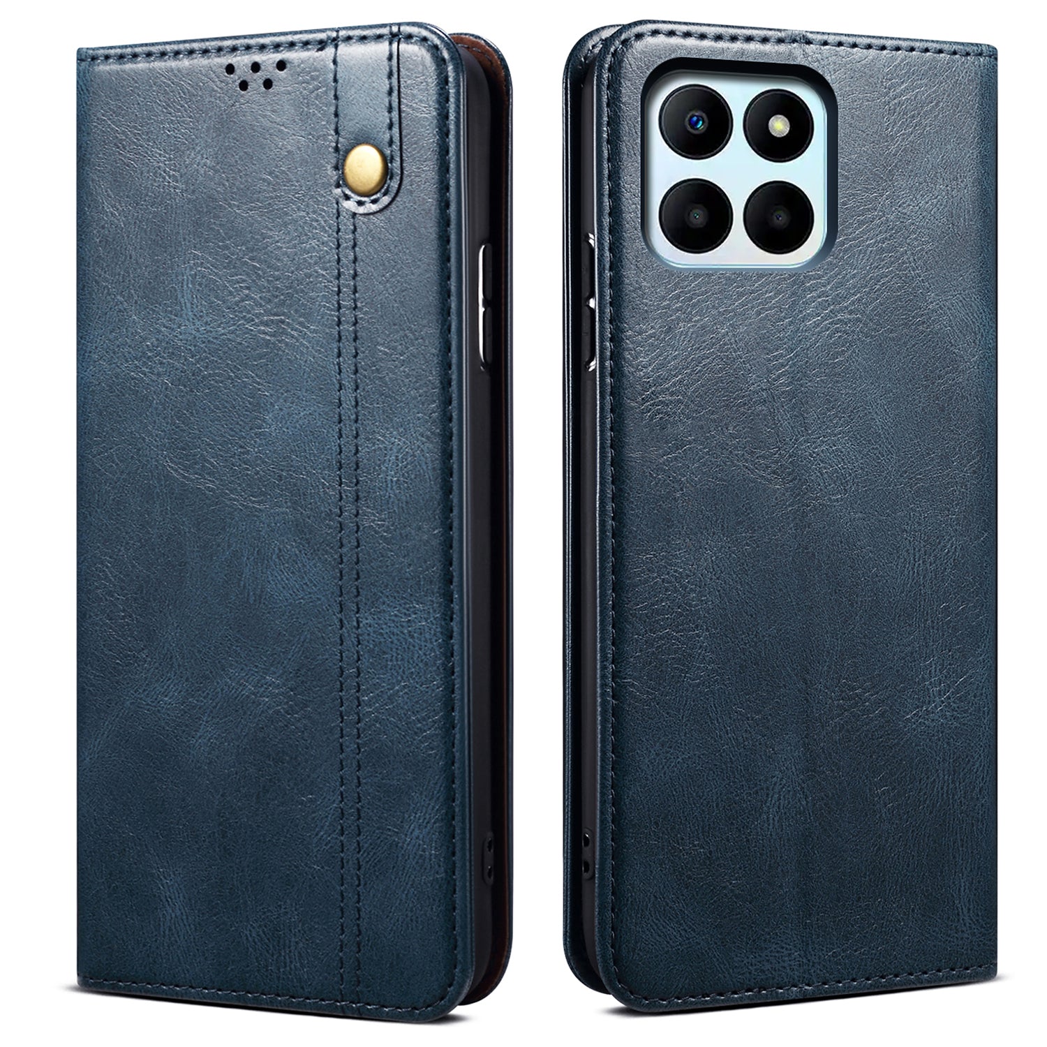 For Honor X8b 4G Waxy Crazy Horse Texture Case PU Leather Phone Cover Wallet - Black