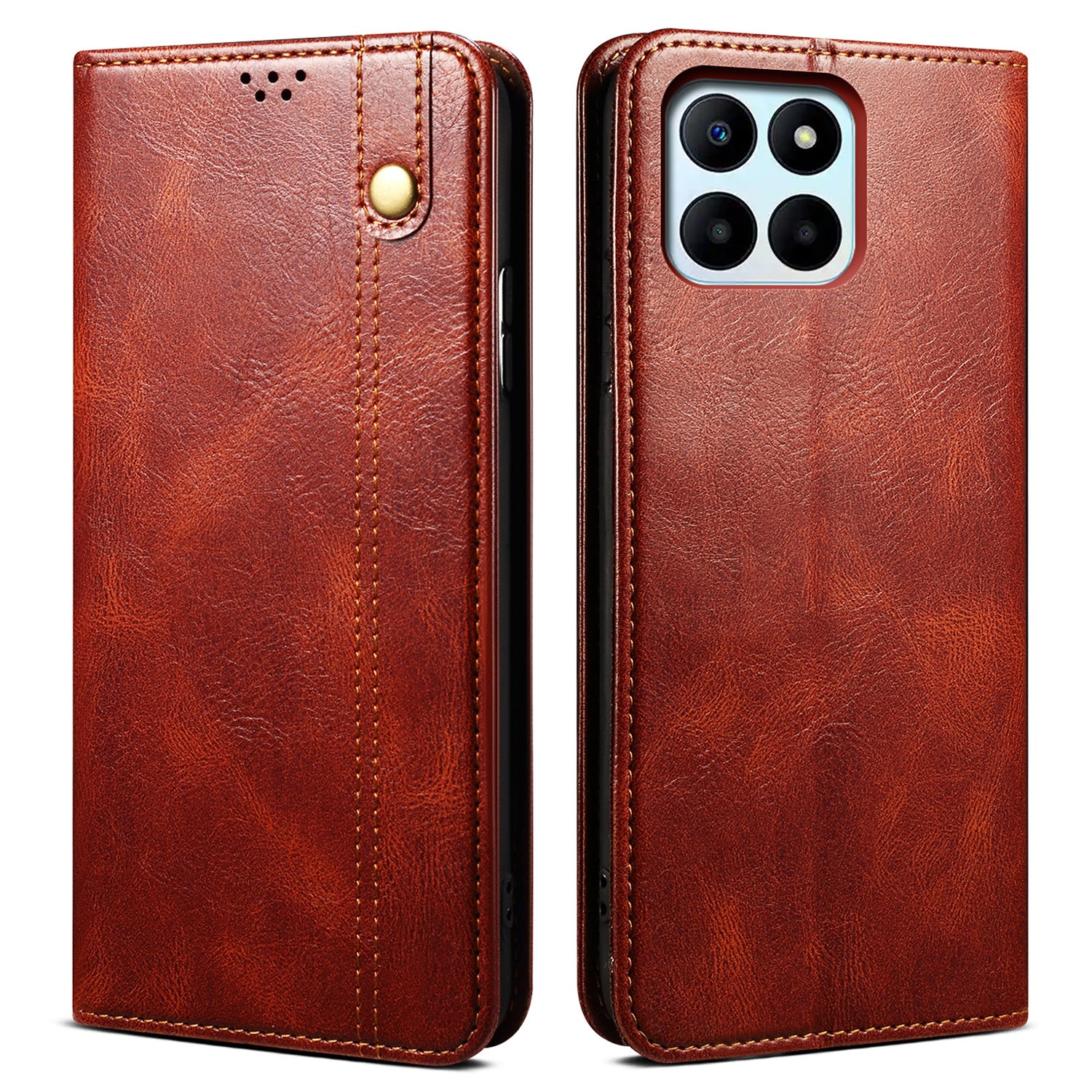 For Honor X8b 4G Waxy Crazy Horse Texture Case PU Leather Phone Cover Wallet - Black