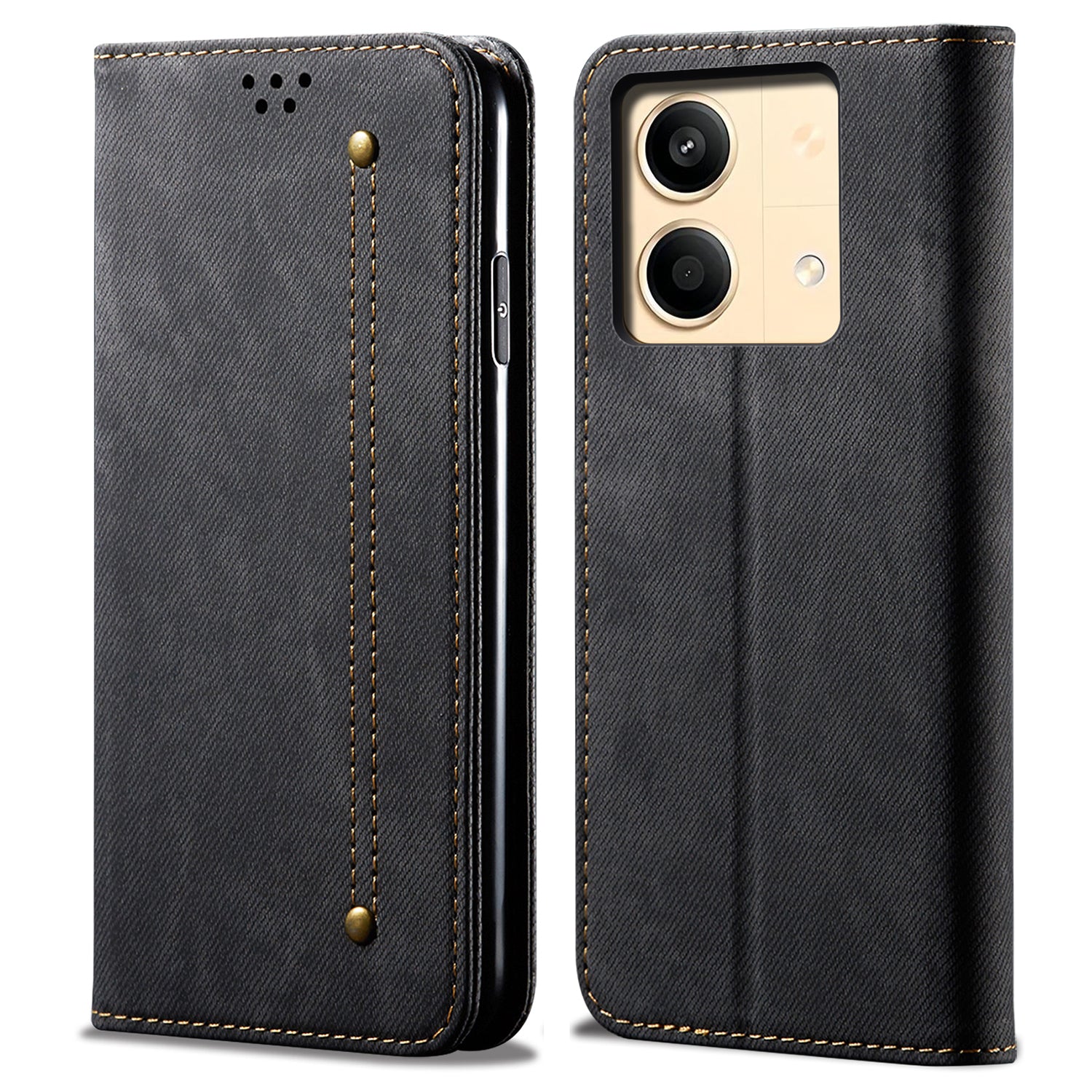 For Xiaomi Redmi Note 13R Pro 5G Phone Case PU Leather Flip Cover with Wallet Card Holder - Khaki