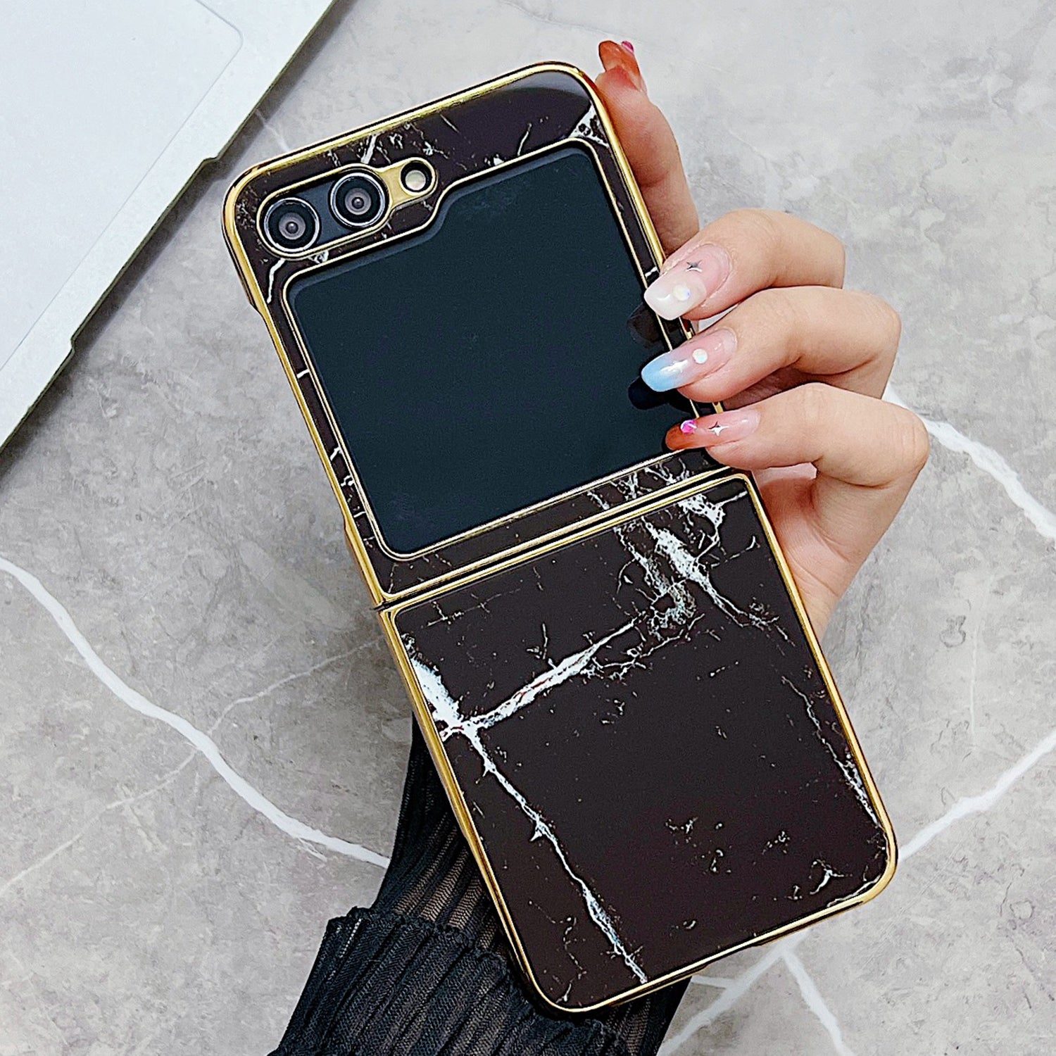 For Samsung Galaxy Z Flip 5G Phone Case Pattern Hard PC Cover Anti-Scratch - Style A