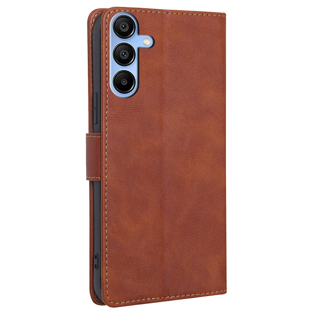 For Samsung Galaxy A15 4G / A15 5G Case PU Leather+TPU RFID Blocking Phone Wallet Cover - Brown