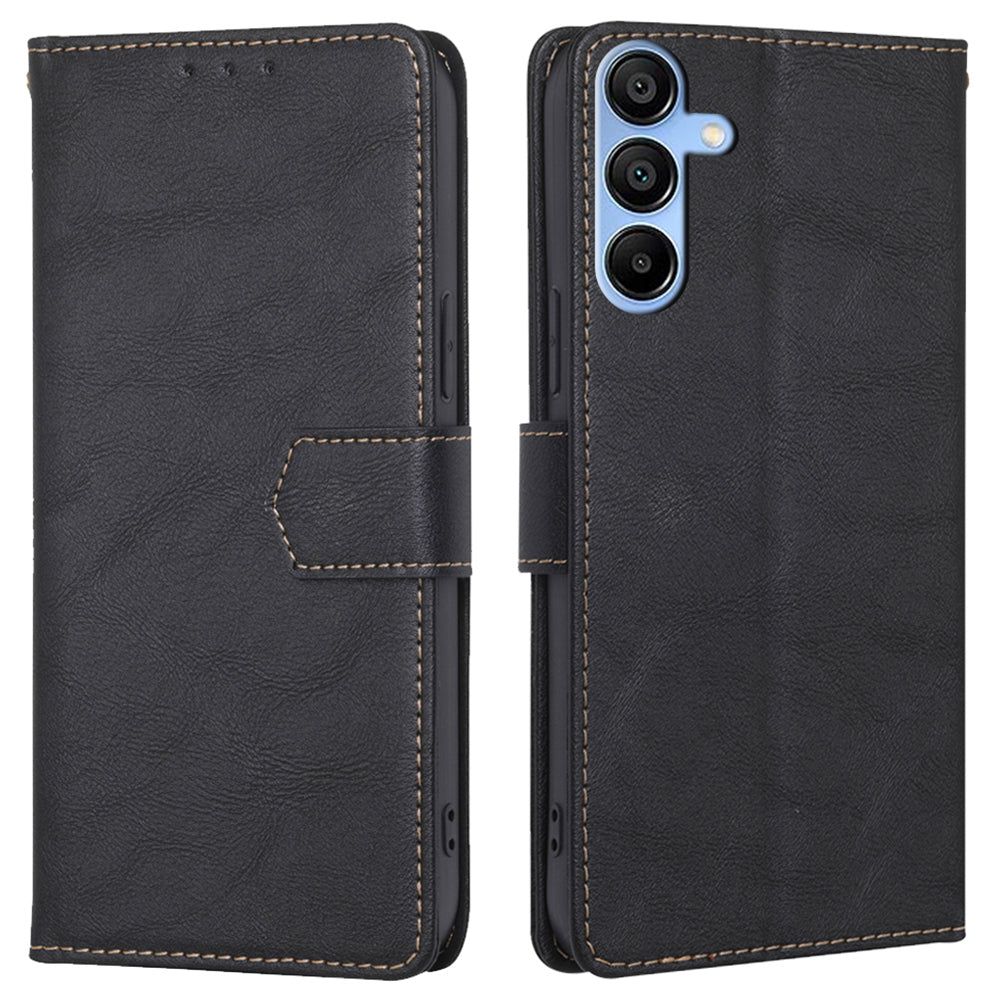 For Samsung Galaxy A15 4G / A15 5G Case PU Leather+TPU RFID Blocking Phone Wallet Cover - Brown