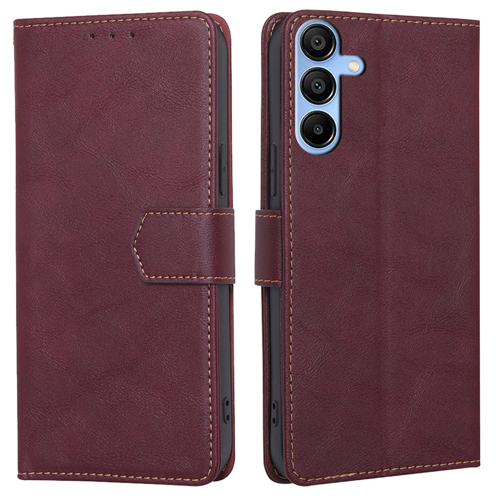 For Samsung Galaxy A15 4G / A15 5G Case PU Leather+TPU RFID Blocking Phone Wallet Cover - Brown