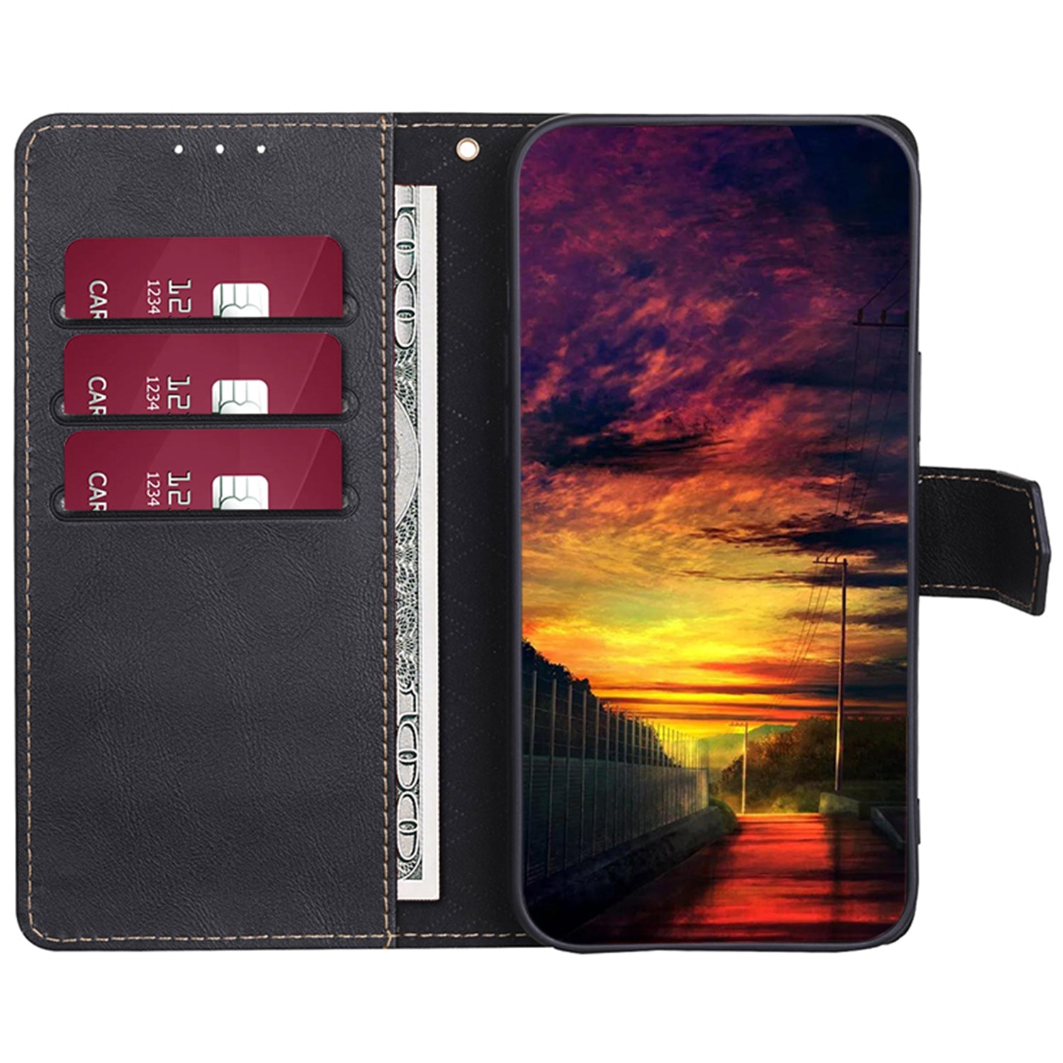 For Samsung Galaxy A25 5G (Global) (161.0 x 76.5 x 8.3mm) Case Leather Cowhide Texture Phone Cover with RFID Blocking Wallet - Black