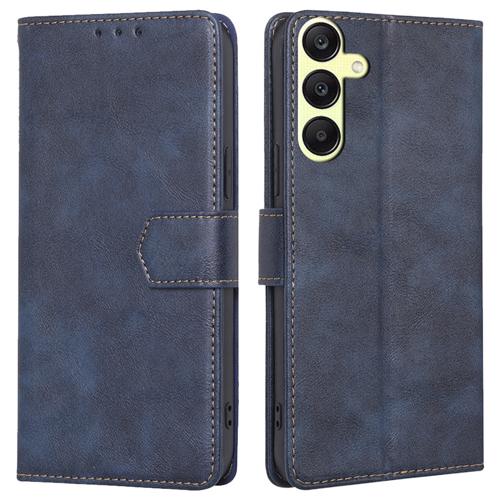 For Samsung Galaxy A25 5G (Global) (161.0 x 76.5 x 8.3mm) Case Leather Cowhide Texture Phone Cover with RFID Blocking Wallet - Black