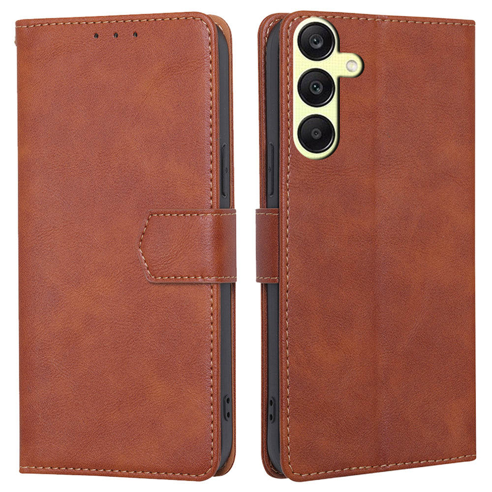 For Samsung Galaxy A25 5G (Global) (161.0 x 76.5 x 8.3mm) Case Leather Cowhide Texture Phone Cover with RFID Blocking Wallet - Black